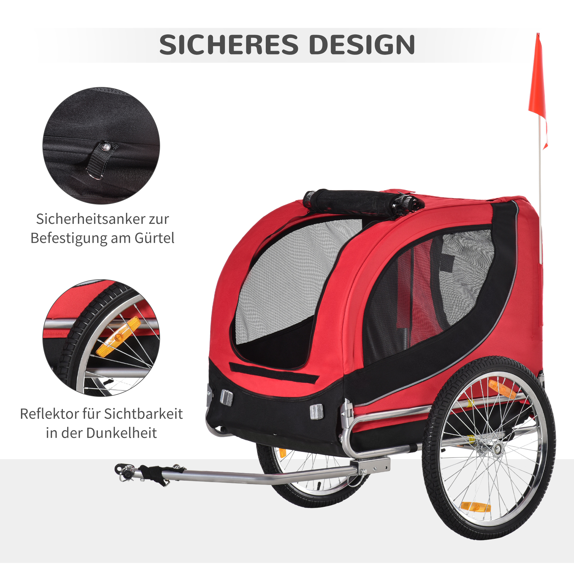 Hondenaanhanger fietskar hondenfietskar rood/zwart