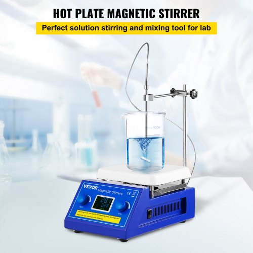 VEVOR Heizplatte Magnetrührer 500 W Magnetrührwerk 5 L Magnetische Heizplatte 2000 U/min einstellbarer Heizrürer Ständer inkl Magnetrührer Thermostat
