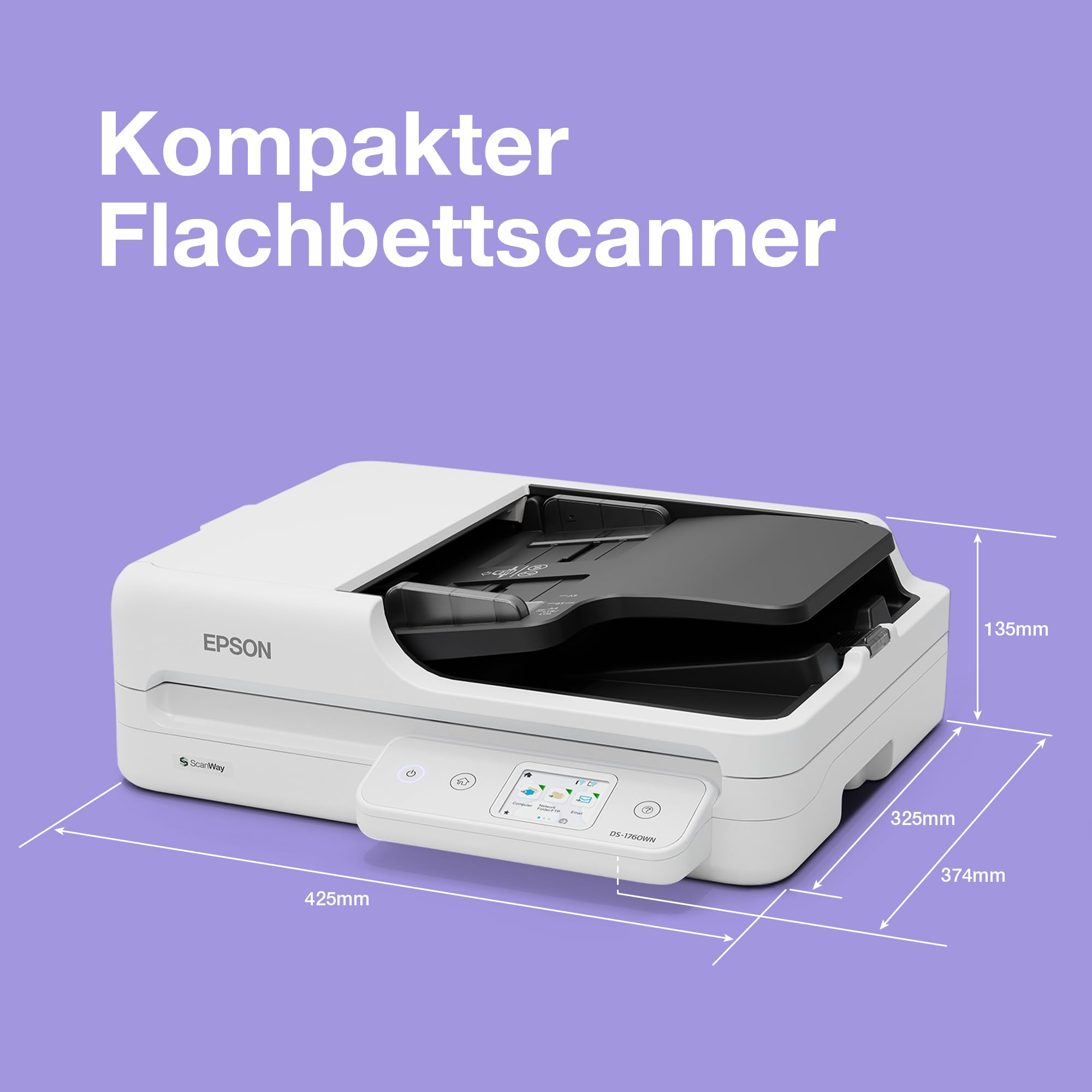 Dokumentenscanner DS-1760WN ADF WLAN USB 600 dpi 1200 dpi Glas 24 Bit 6 kg Windows macOS Netzwerkanschluss