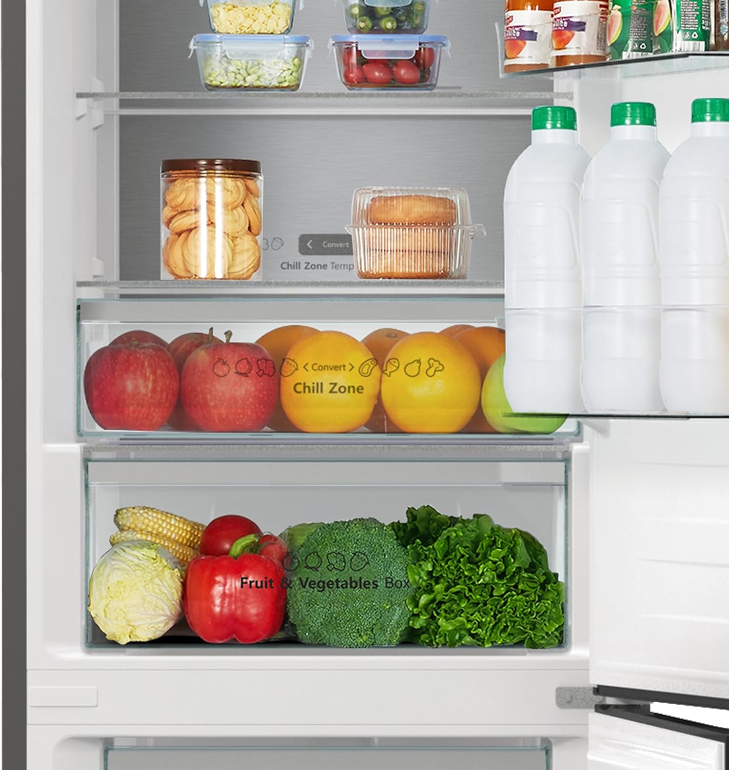 Hisense RB327N4ADD Fridge-Freezer Combination, EEK D, Total NoFrost, Interchangeable Door Hinge, Bottle Grid, 171 Litre Fridge Compartment, 85 Litre Freezer Compartment, Stainless Steel Look