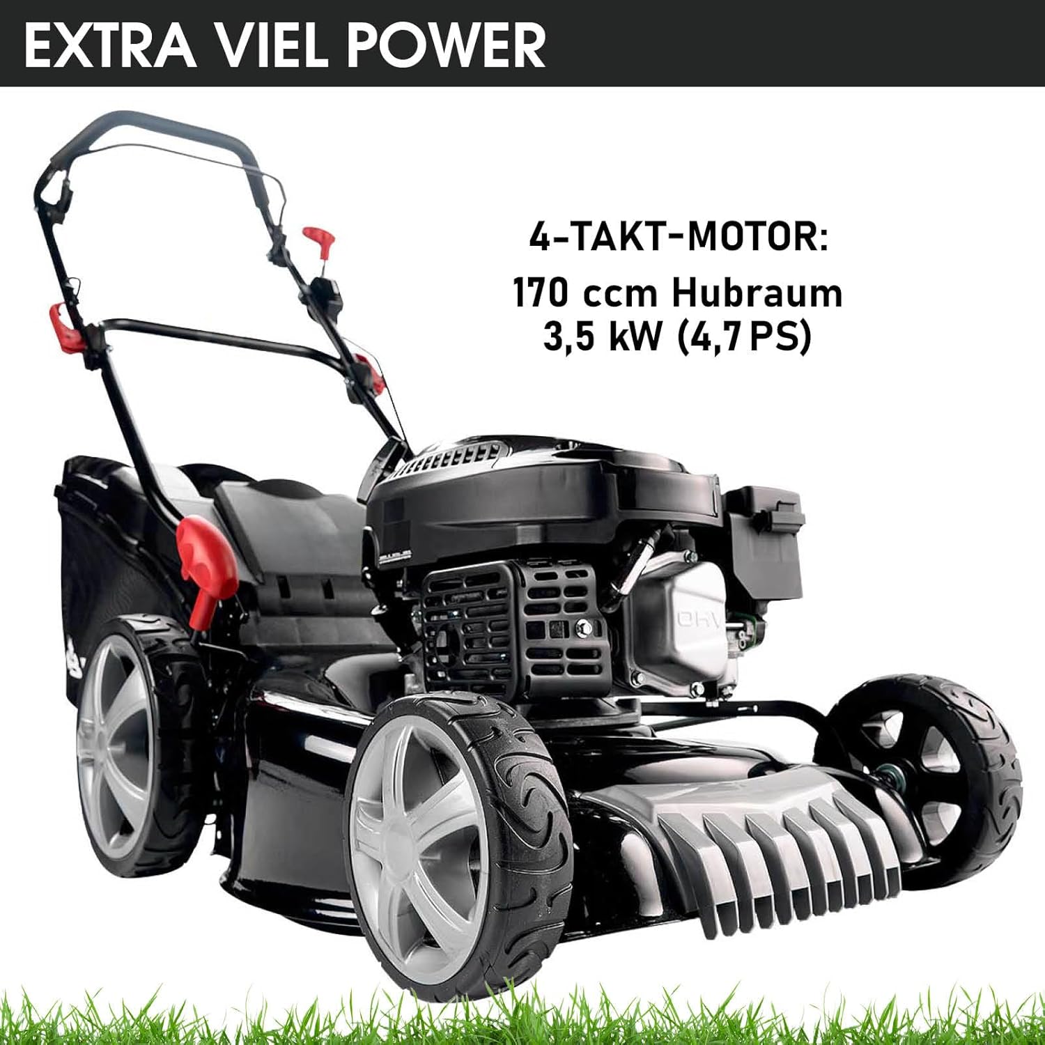 BRAST Benzin Rasenmäher 3,5kW(4,76PS) 46cm Schnittbreite viele Modelle TÜV 4 Takt OHV Motor 30-80mm Schnitthöhe 60L Fangkorb Stahlgehäuse 18170 ECO