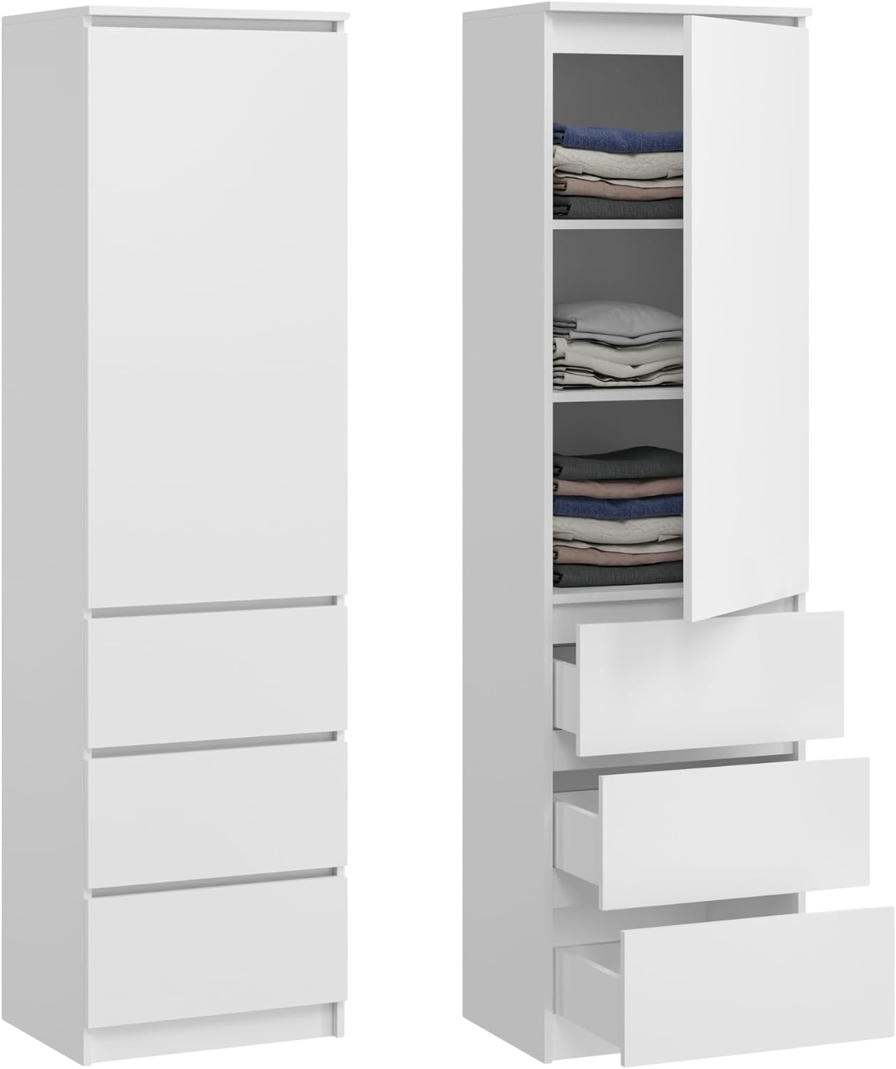 Home Collective Multi-purpose Wardrobe, Wardrobe, Wardrobe with 3 Shelves and 3 Drawers | Compact and Functional Wardrobe for Bedroom, Hallway or Study | 50 x 40 x 180 cm (WxDxH) | White