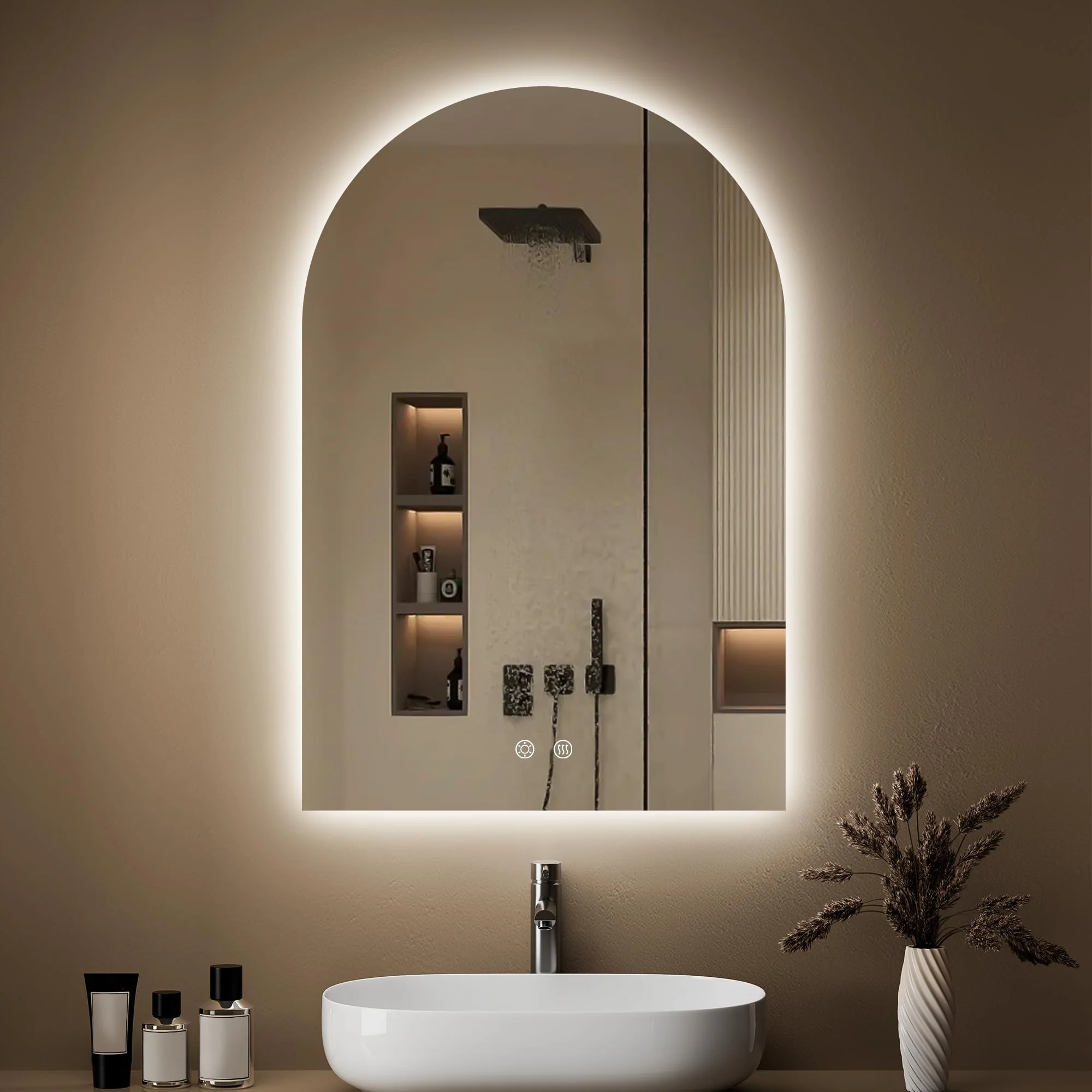 OUMUSU LED-Badspiegel mit Beleuchtung