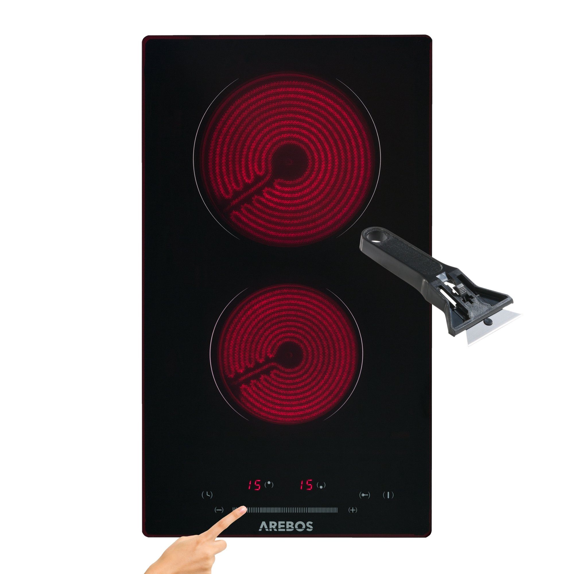 Elektro-Kochfeld Glaskeramik 3200W 2 Kochzonen 30 cm