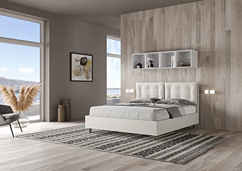 ITYHOME Letto Annalisa 160x210 con rete bianco : Casa e cucina