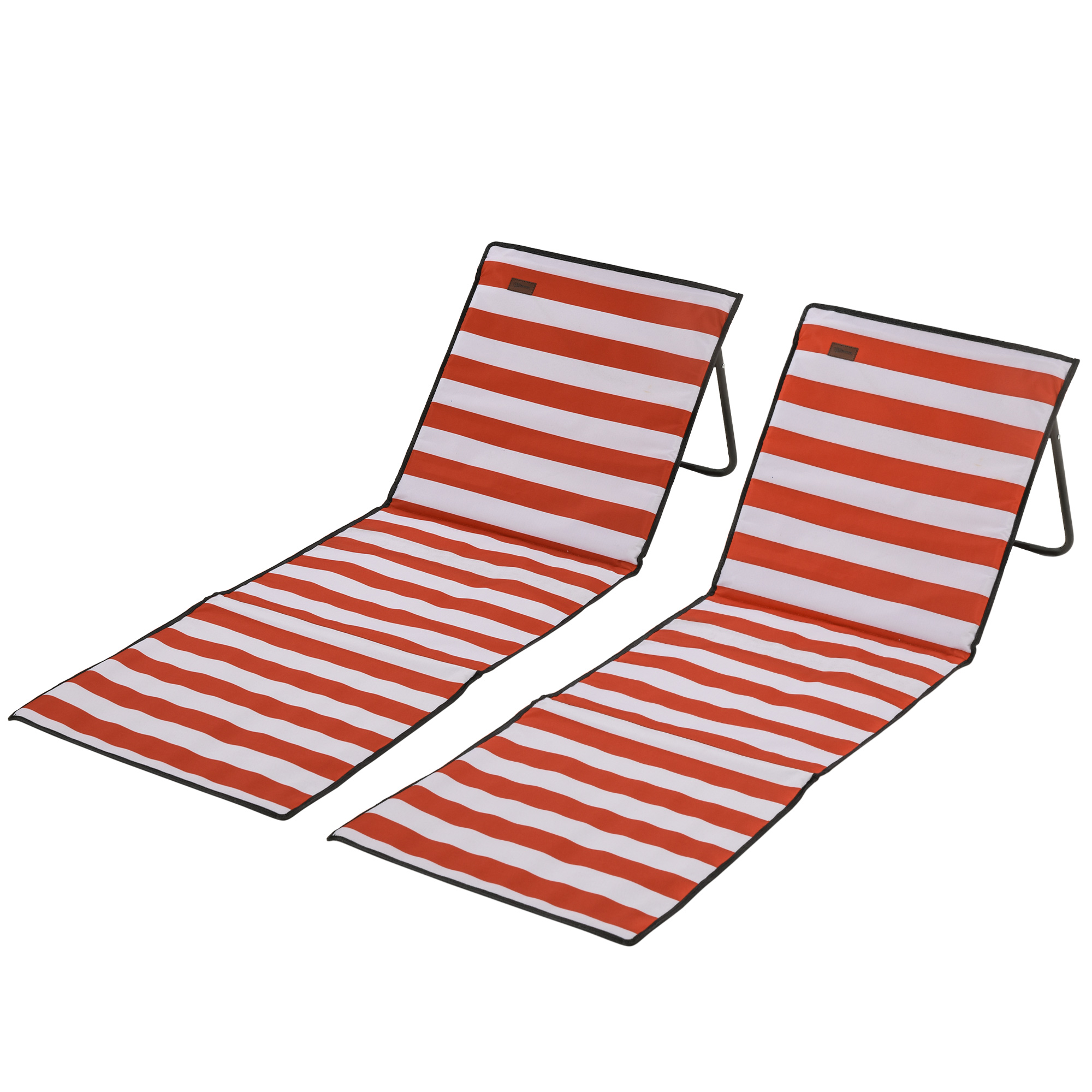 Outsunny Strandliege, klappbar, verstellbare Rücklehne, Seitentasche, weiche Polsterung, Stahlrahmen, Rot, 142x51x40cm