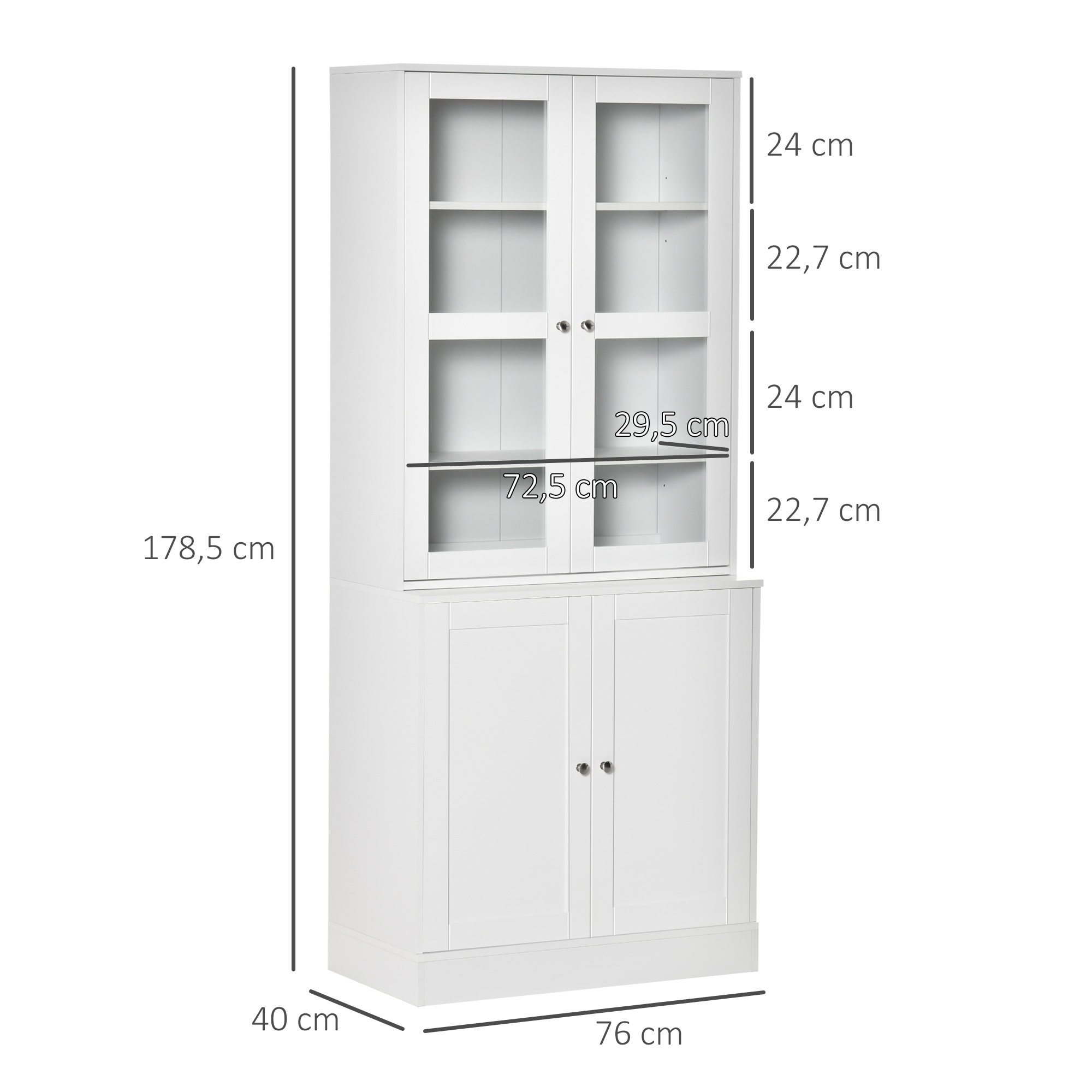 Boekenplank Wandplank Plank, 2 planken, 76 cm x 40 cm x 178,5 cm, Wit