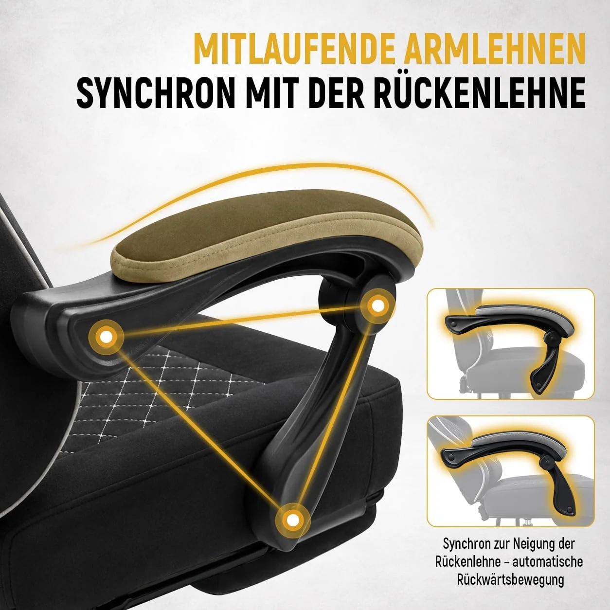 Gamingstuhl mit Taschenfeder-Sitzkissen, verstellbarer Rückenlehne und Fußstütze