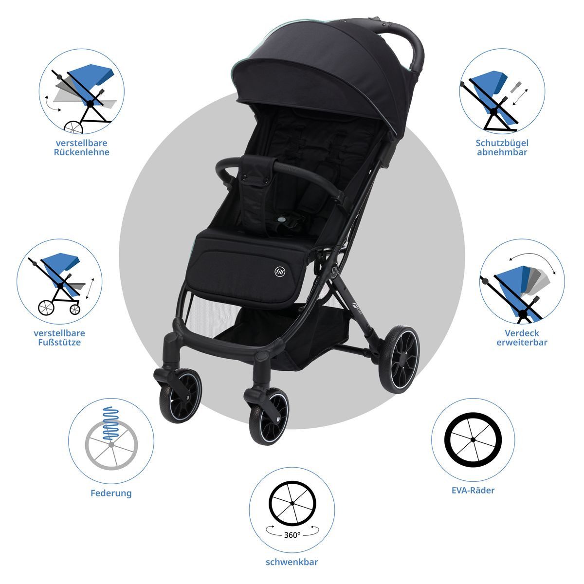 Kinder-Buggy Fill Rover - Schwarz