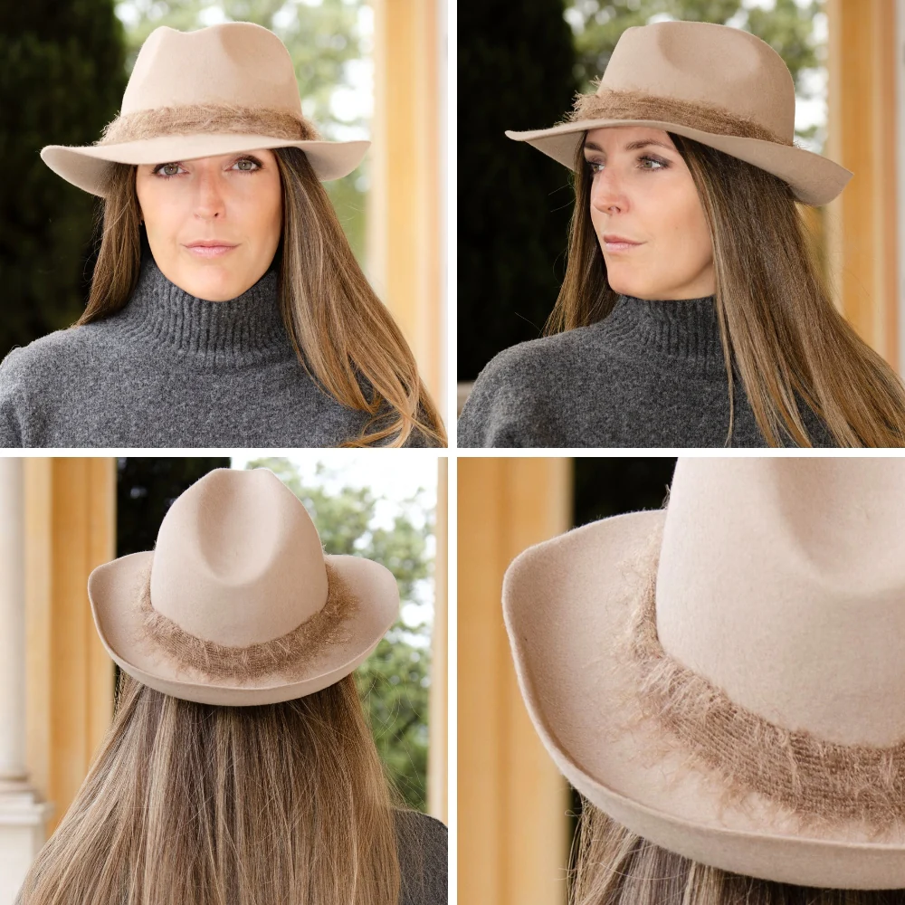 Fedora Mohair Band Hat �C 100% Wool, Designed in France, Made in Italy