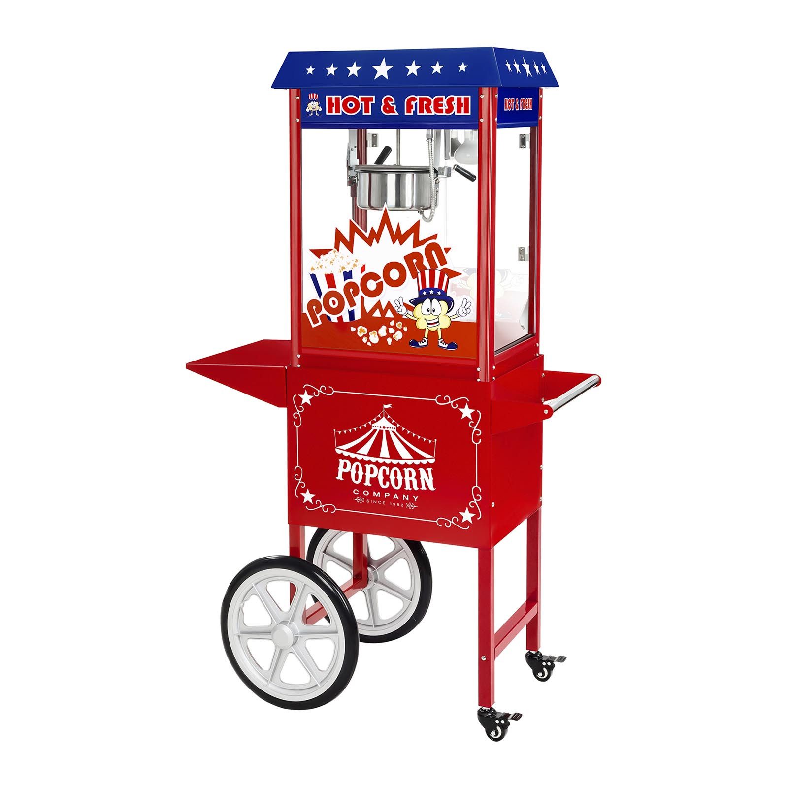 Popcornmaschine 6 kg/h Popcornautomat mit Wagen Popcorn Maker 1600 W USA-Design Profi