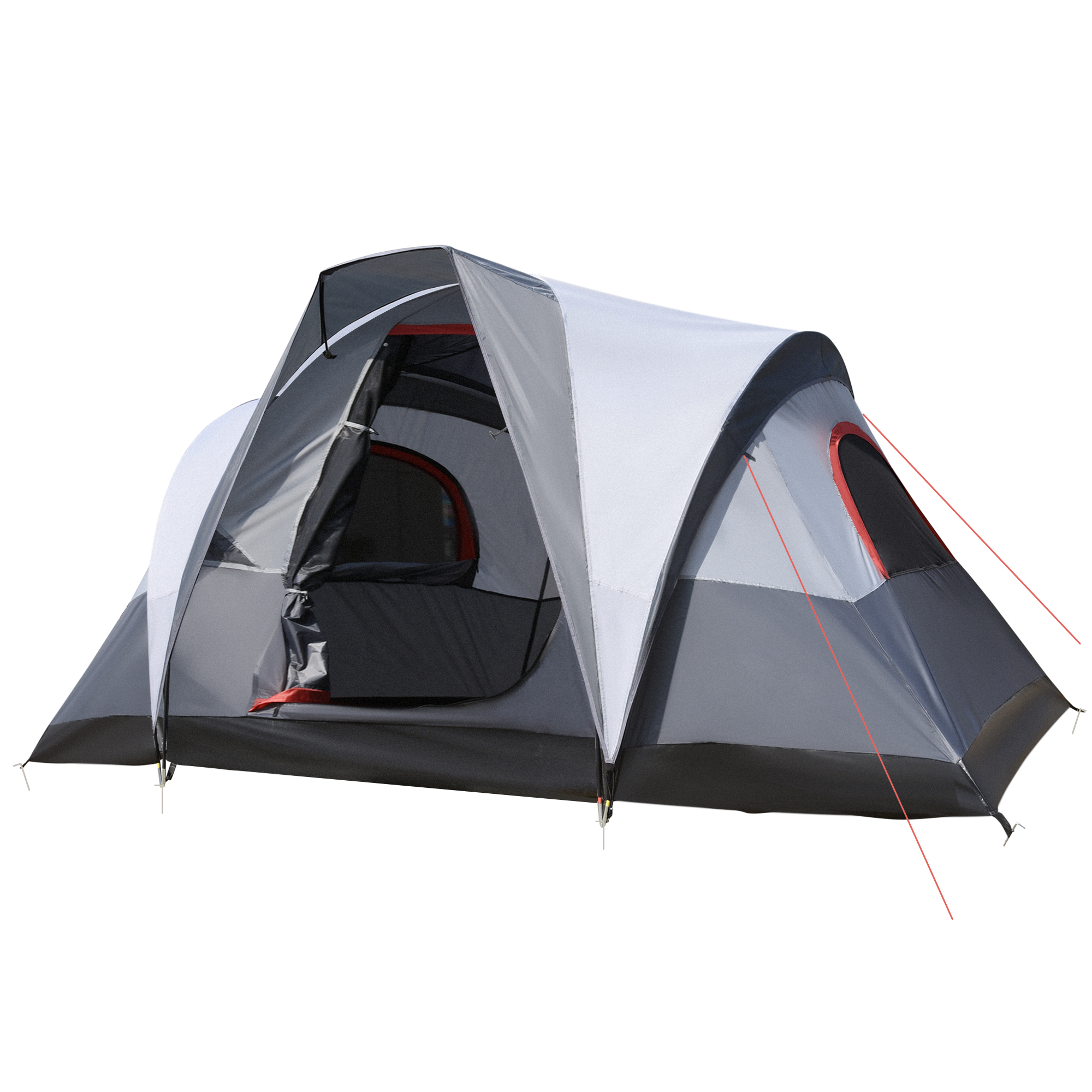 Outsunny Campingzelt für 2-3 Personen 3 bis 4 Jahreszeiten wasserdicht Doppelschicht-Mesh-Fenster 355 x 190 x 170 cm Grau