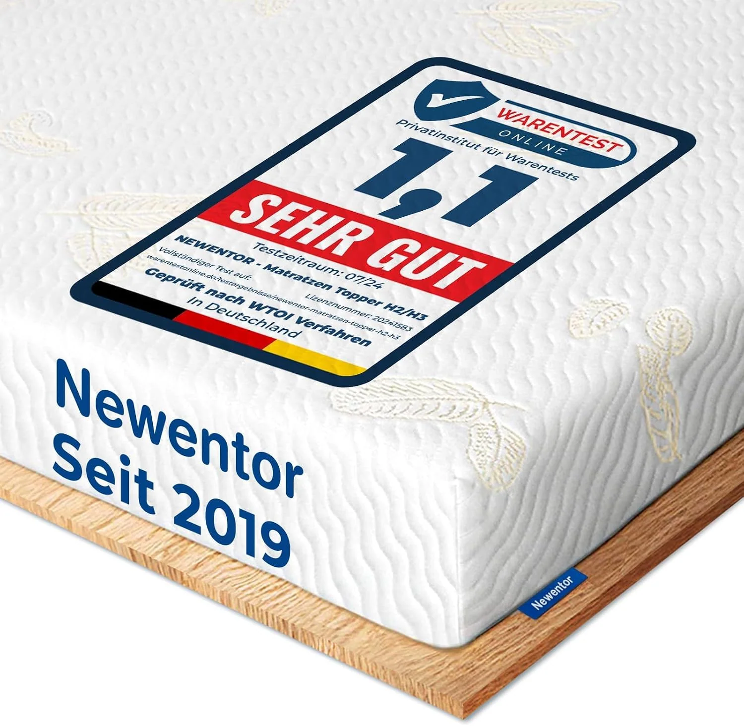 Newentor Ergo-Visco Matratzentopper mit Gel-Viscoschaum und abnehmbarem Bezug