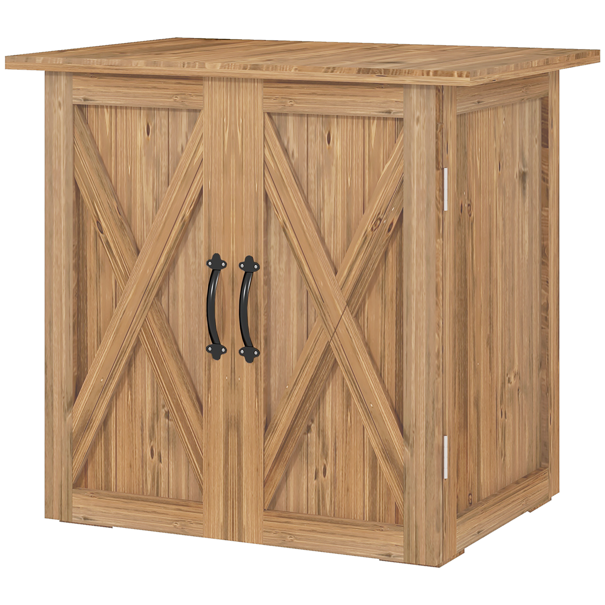 Outsunny Gartenschuppen, Doppeltür, Magnetverschlüsse, wetterfest, Naturholz, 77B x 55T x 72H cm, Braun
