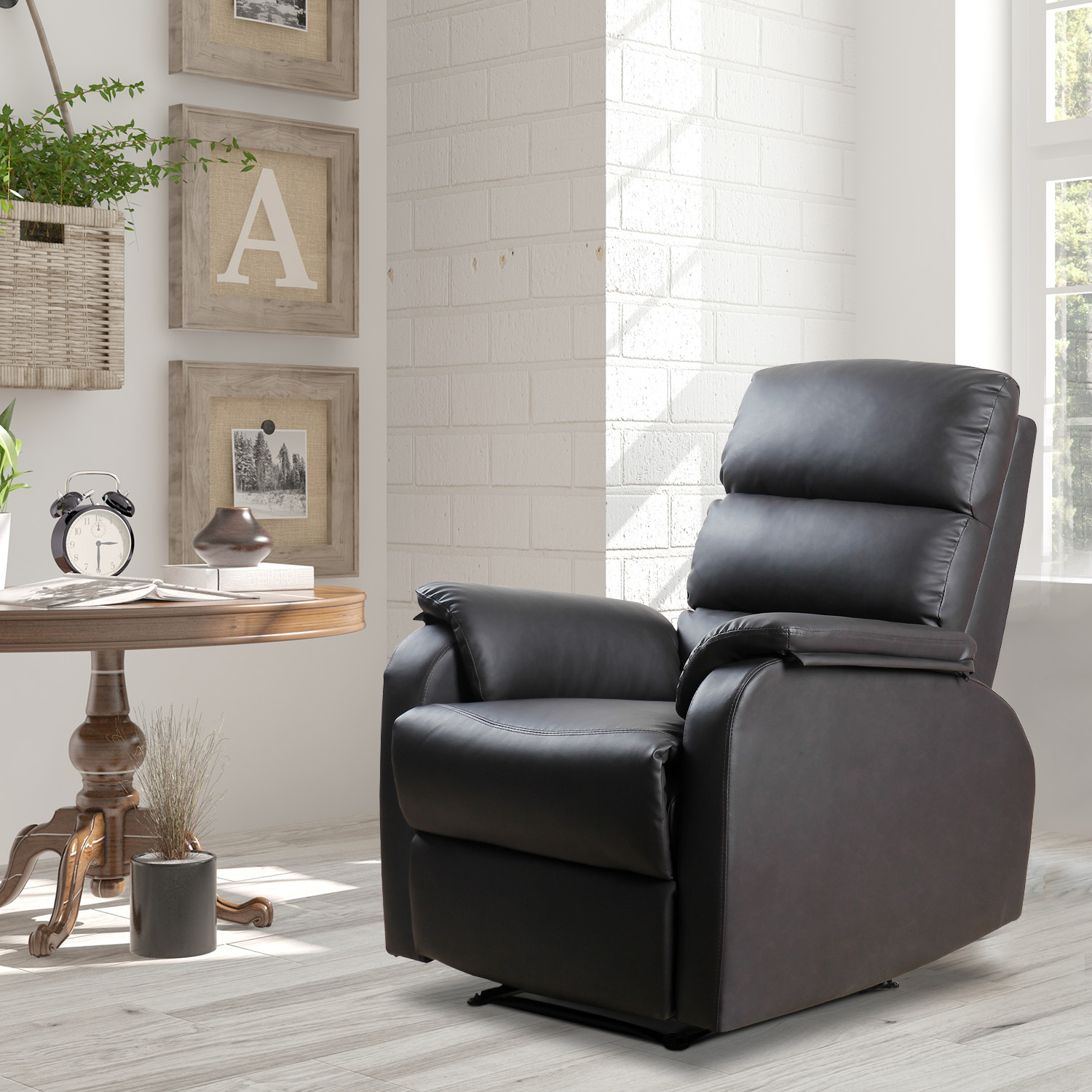 HOMCOM Relaxsessel Fernsehsessel Couch-Sessel Liegesessel Winkelschreibtisch mit CPU-Ständer verstellbar ergonomisch Kunstleder Stahl Braun 75 x 92 x 99 cm