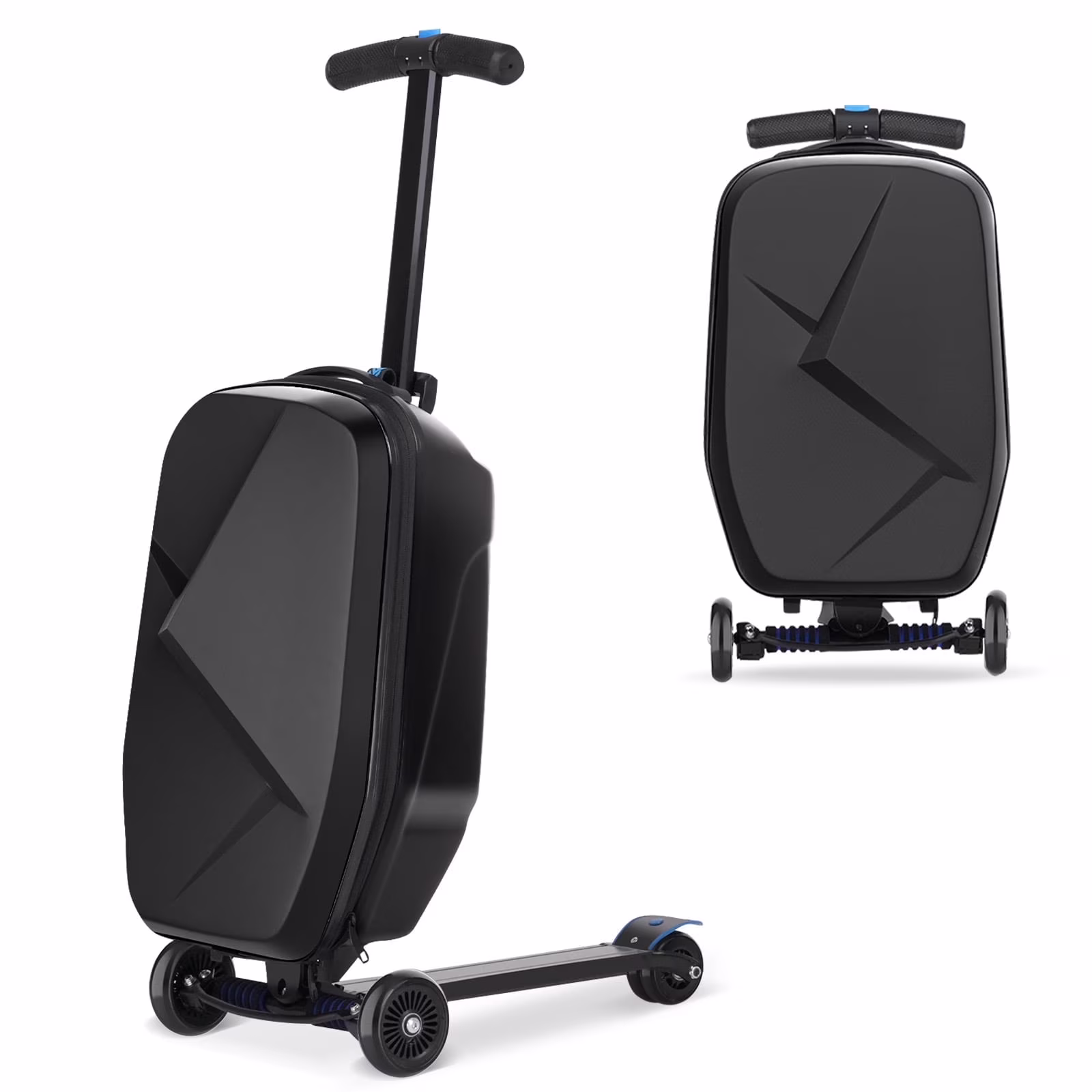 Advwin Scooter Luggage for Kids & Adults, Hardside Ride on Suitcase for Kids Ages 4-15 Multifunctional Lightweight Foldable Carry on Luggage with Wheels Ride on for Children Teenagers, Pink