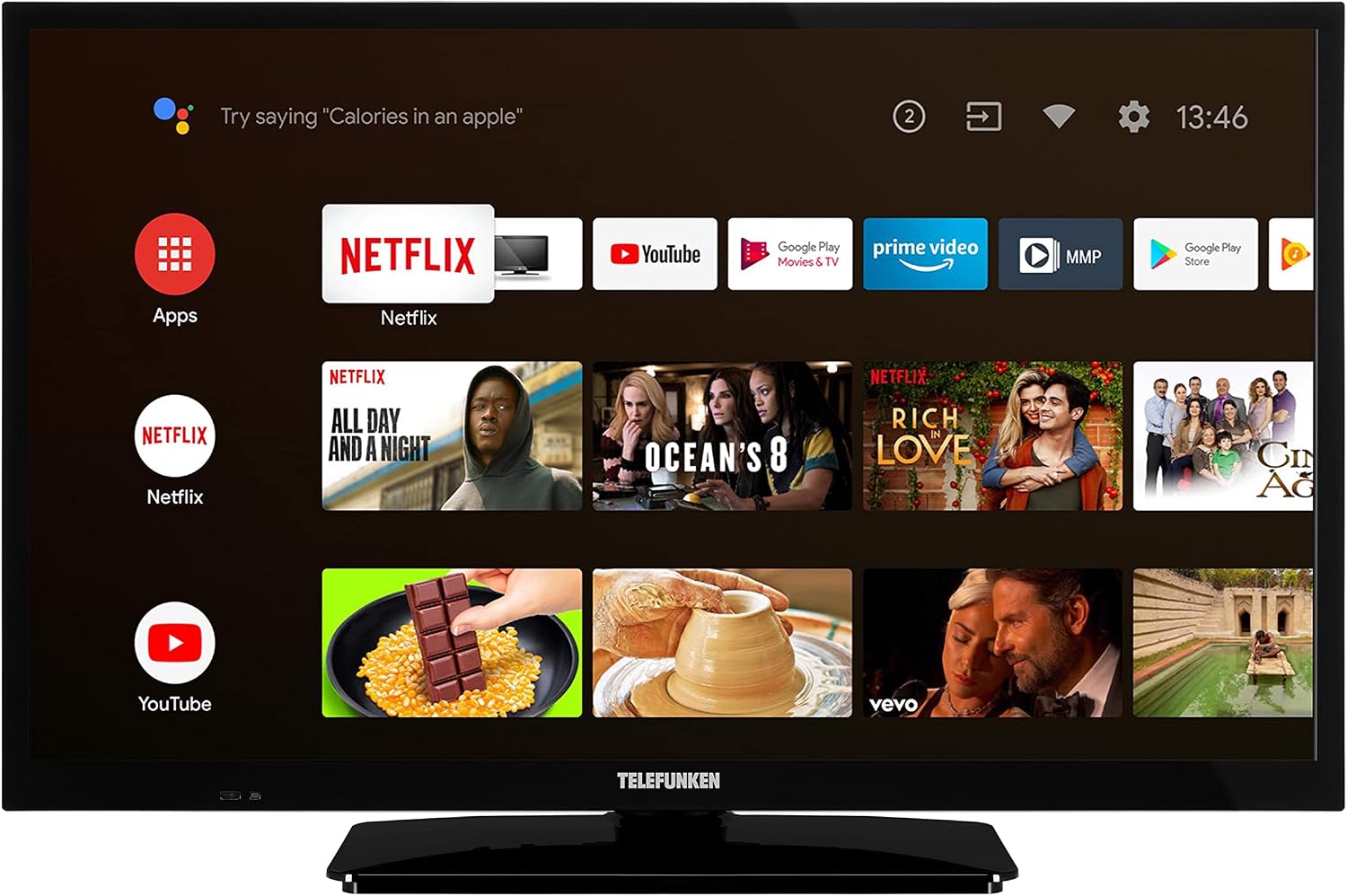 Telefunken XH24AN550MV TV Android Smart TV (HD Ready, HDR, sintonizzatore triplo, 12 Volt, Bluetooth)