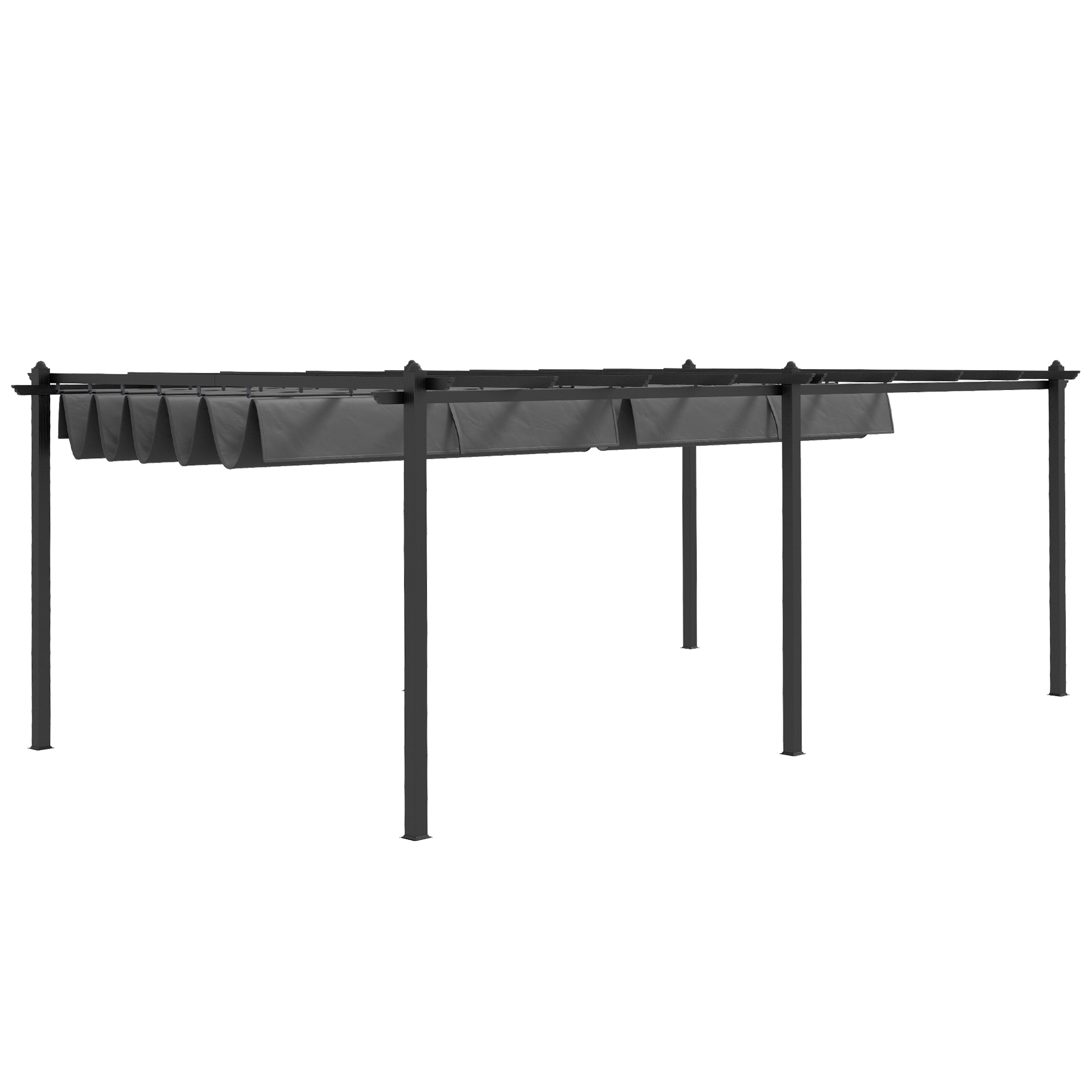 Outsunny Schiebepavillon 3,5 x 6 m, Pergola für Terrasse, Aluminiumstruktur + Polyesterstoff - Dunkelgrau