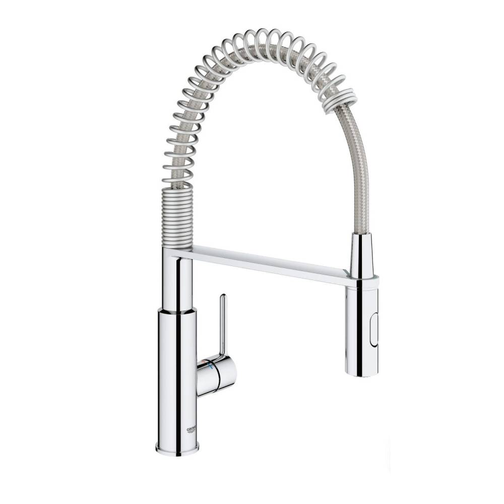 Küchenarmatur 30361000 mit herausziehbarer Brause 2 Strahlarten 360° schwenkbar 35-mm-Keramikkartusche Temperaturbegrenzer Chrom