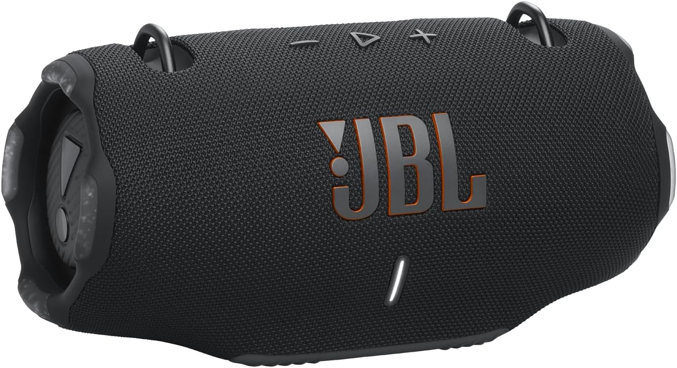 JBL Xtreme 4 Musikbox in Schwarz – Tragbare Bluetooth-Lautsprecher-Box mit tiefem Bass, KI-Sound-Boost und integrierter Powerbank – Wasserfest und staubfest ohne PD-Adapter – 24 Laufzeit