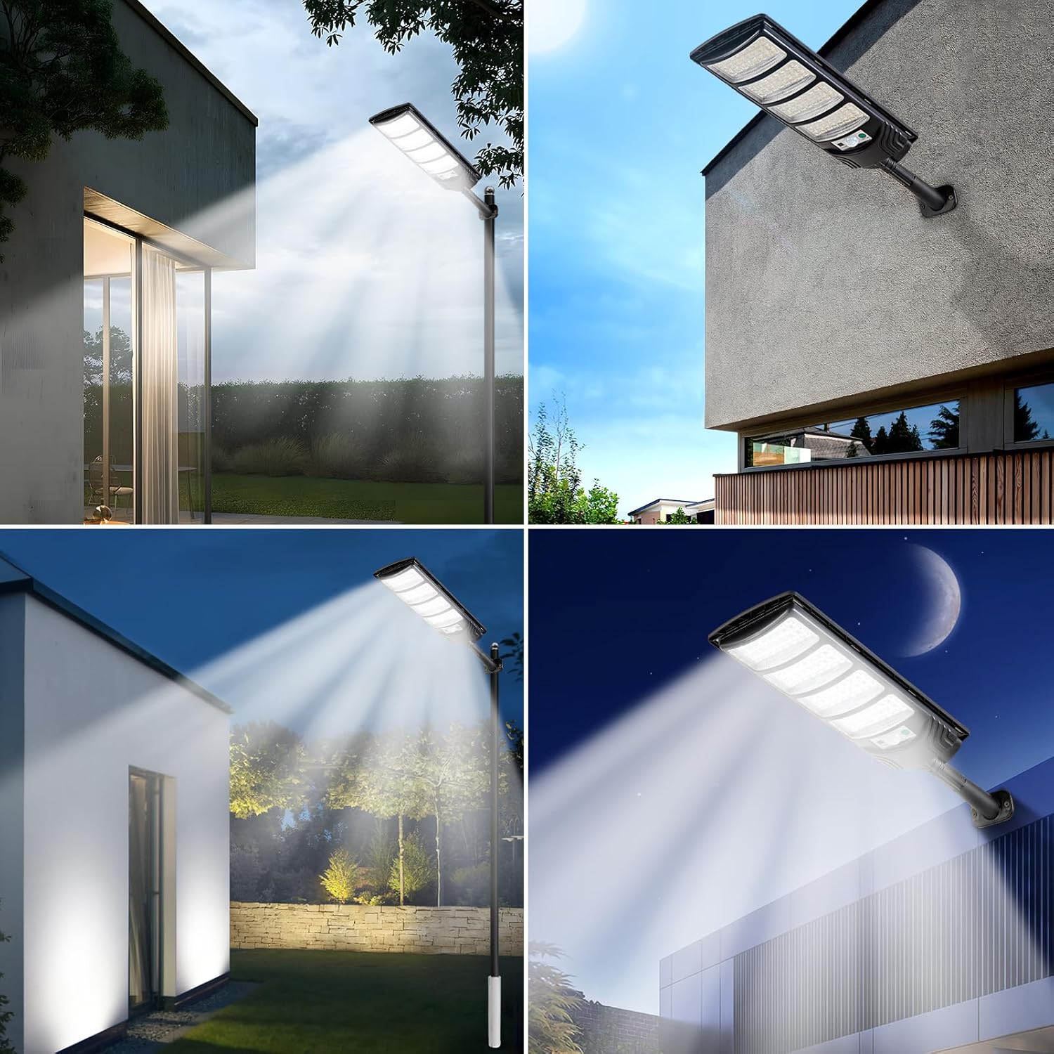 Solar-Straßenlaternen für den Außenbereich, wasserdicht, LED-Solarlicht, Flutlichter mit Bewegungsmelder und Fernbedienung, für Außenwand, Terrasse, Hof, Deck, Garten, Parkplatz-Lichter (2er-Pack)