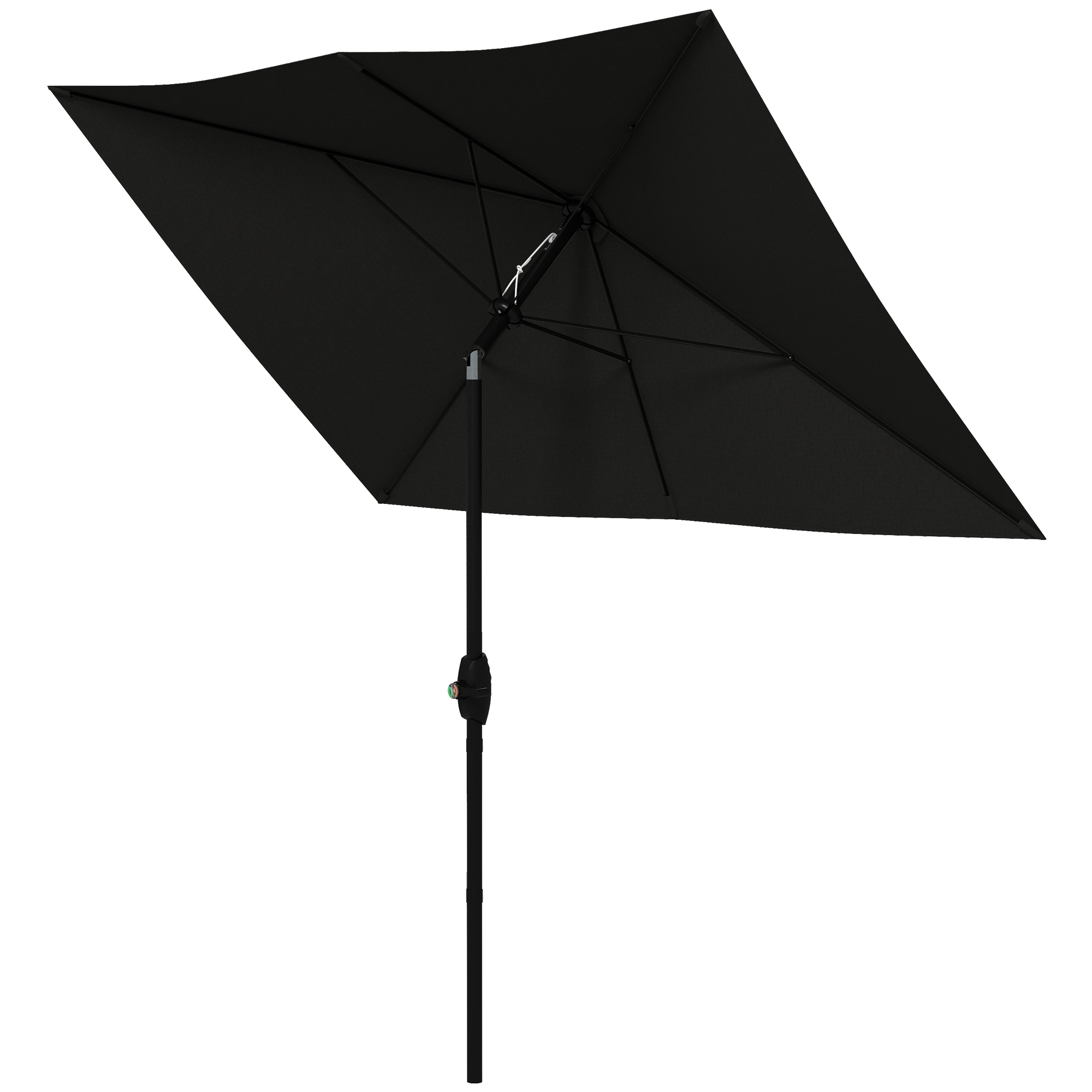 Outsunny Rechteckiger neigbarer Sonnenschirm 2 x 3 m mit Kurbel Hochdichte wasserdichte Polyesterbespannung 180 g/m² schwarz