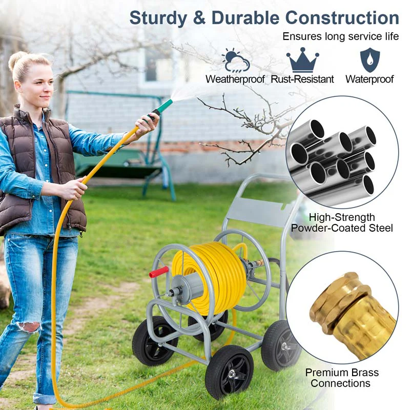 Garden Hose Reel Cart Holds 330 FT of 3/4