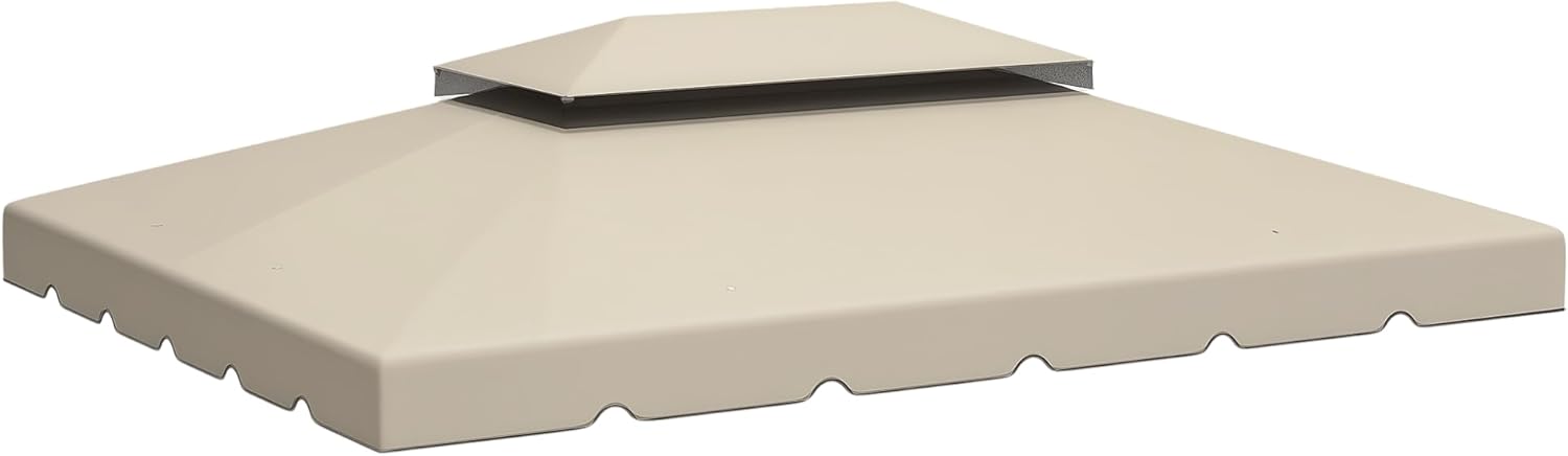 Outsunny Telo per Gazebo 3x4 m, Tettuccio di Ricambio per Gazebo da Giardino con Tetto a 2 Livelli, Copertura in Poliestere 170g/m虏, Beige