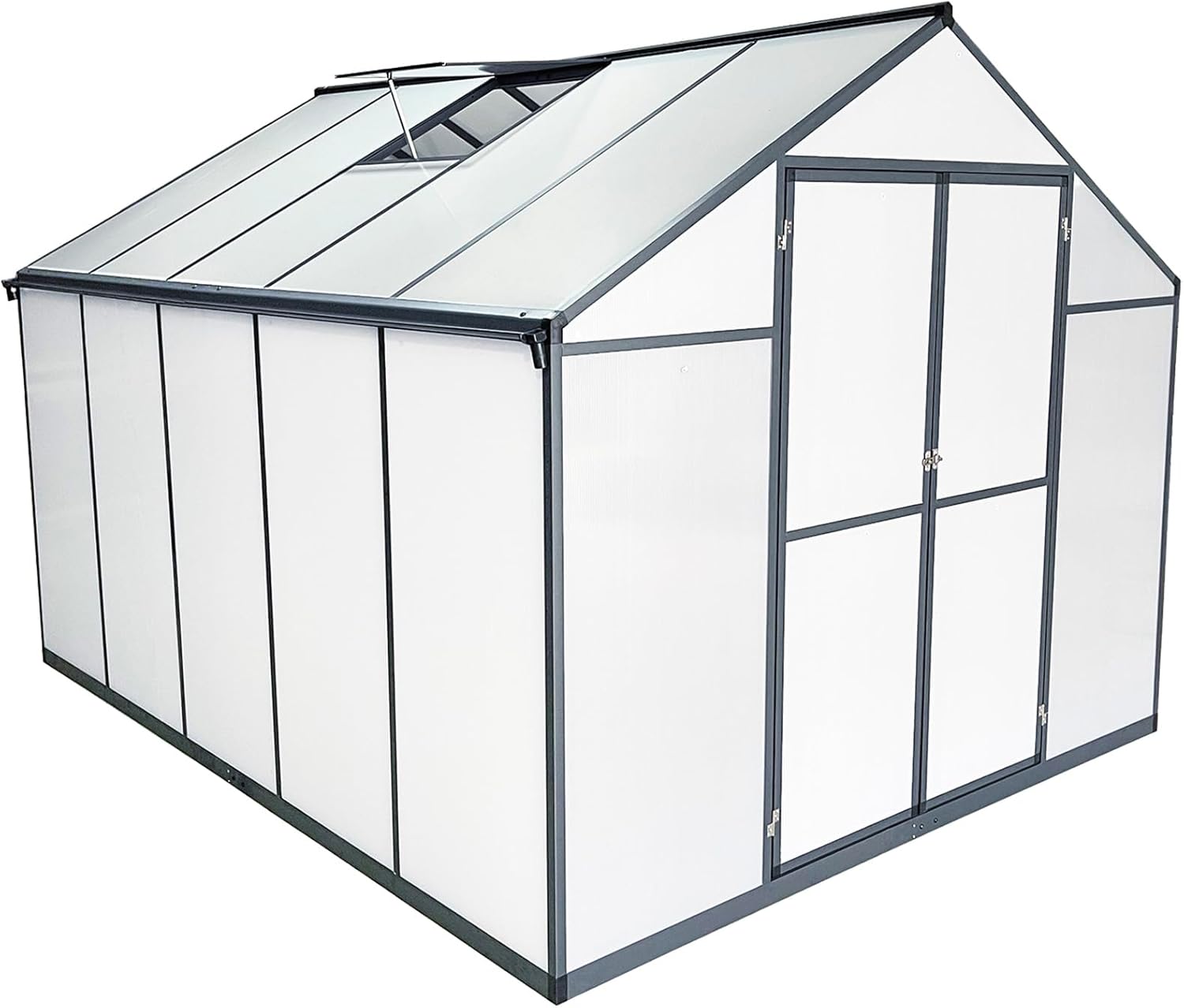Aluminium Gewächshaus für den Garten 7,33m² inklusive 238 x 301cm Fundament Doppeltür vielseitig nutzbar als Treibhaus,Frühbeet Aufzucht,Tomatenhaus und Pflanzenhaus