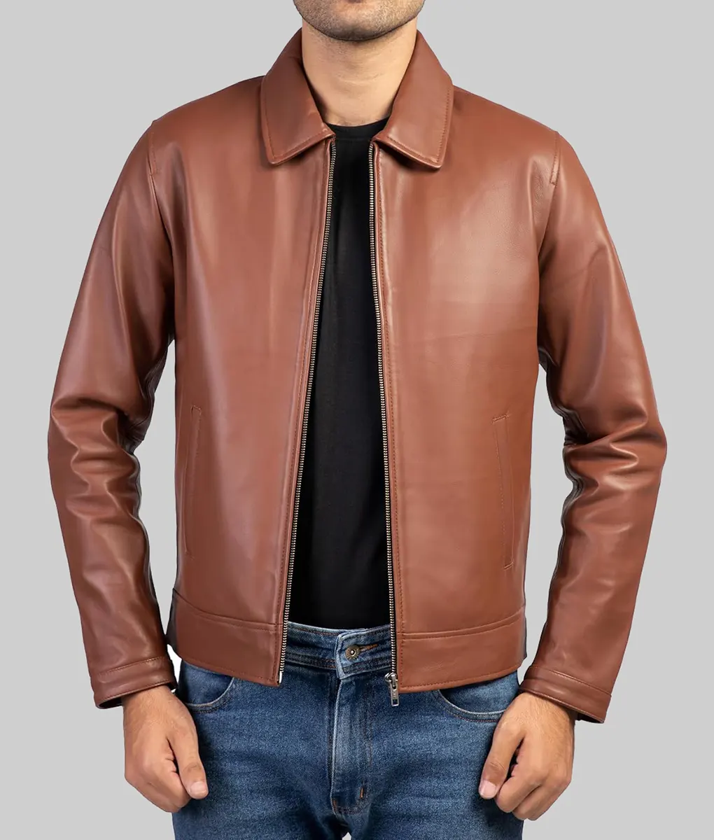Jesse Tan Brown Leather Jacket