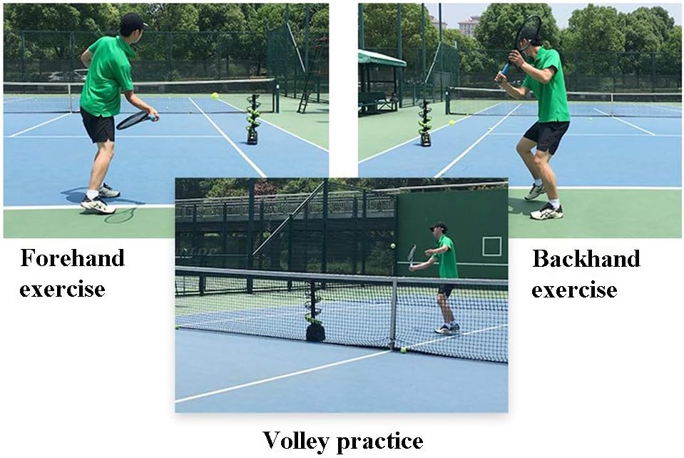 Tennisbälle Ballmaschine Tragbarer Tennisball-Maschine Solo Tennistrainer AC&Batterie Zuhause/Gericht Ballwurfmaschinen
