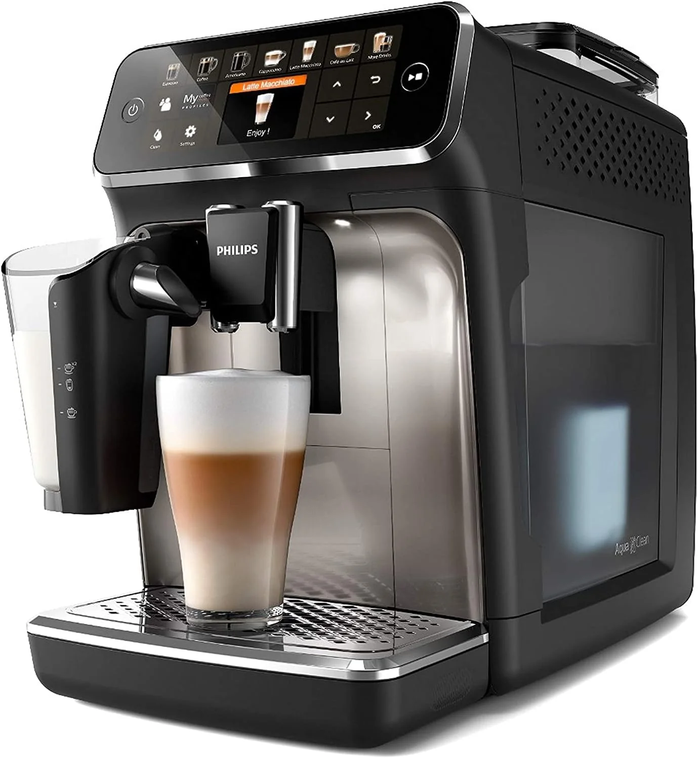 Philips Series 5400 volautomatische koffiemachine - LatteGo melksysteem, 12 koffiespecialiteiten, intu?tief display, 4 gebruikersprofielen, chroom (EP5447/90)