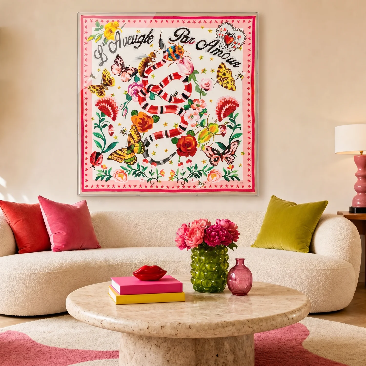 Framed Gucci L'Aveugele Par Amour Scarf in a 58x58x2