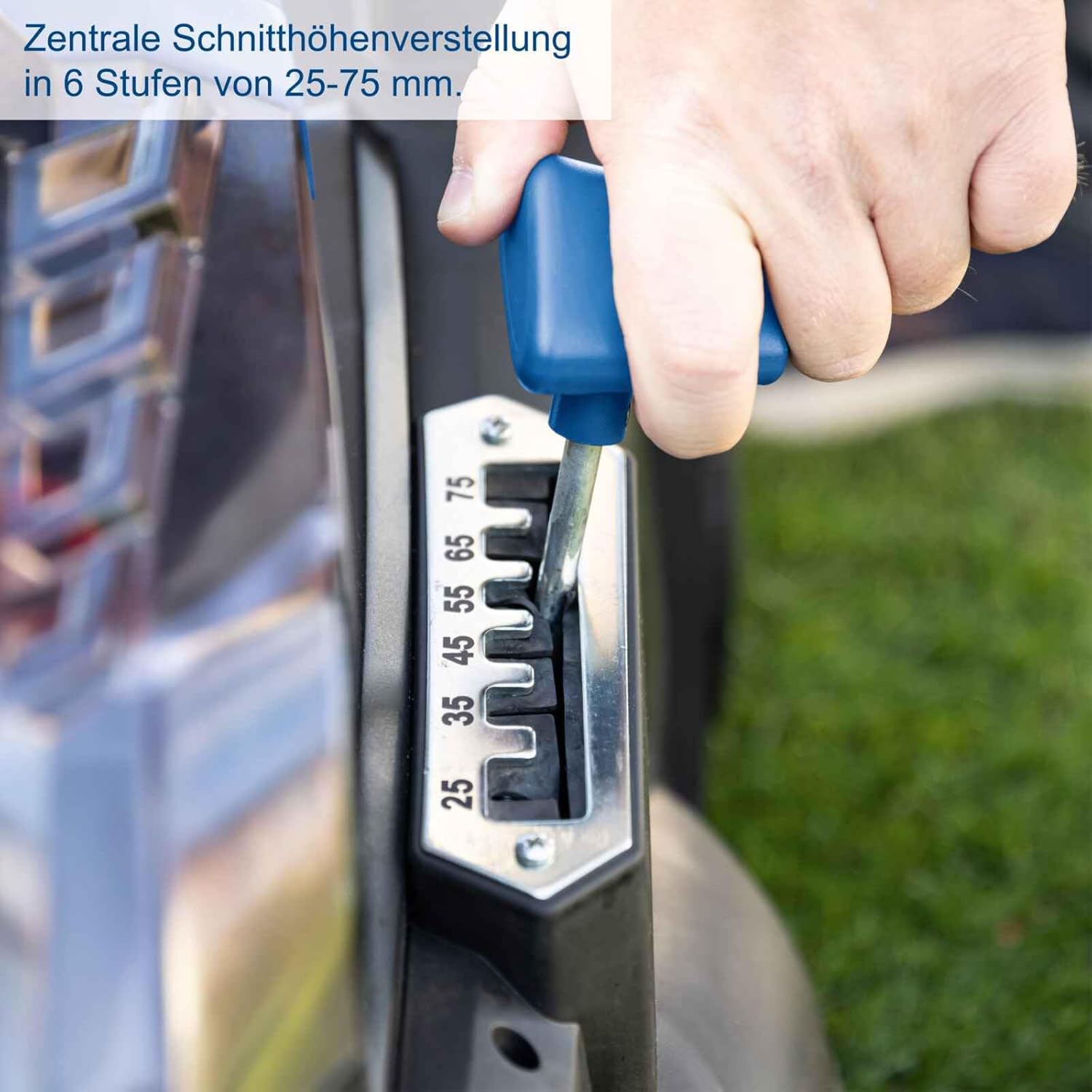 Scheppach Akku Rasenmäher BC-MP430-X 43cm Schnittbreite für 600-700m2 50L Korb Schnitthöhe 25-75mm Brushless 20V-IXES-Serie 10 Jahre Garantie 2X 4Ah Akku  und  Fastcharge Doppelladegerät
