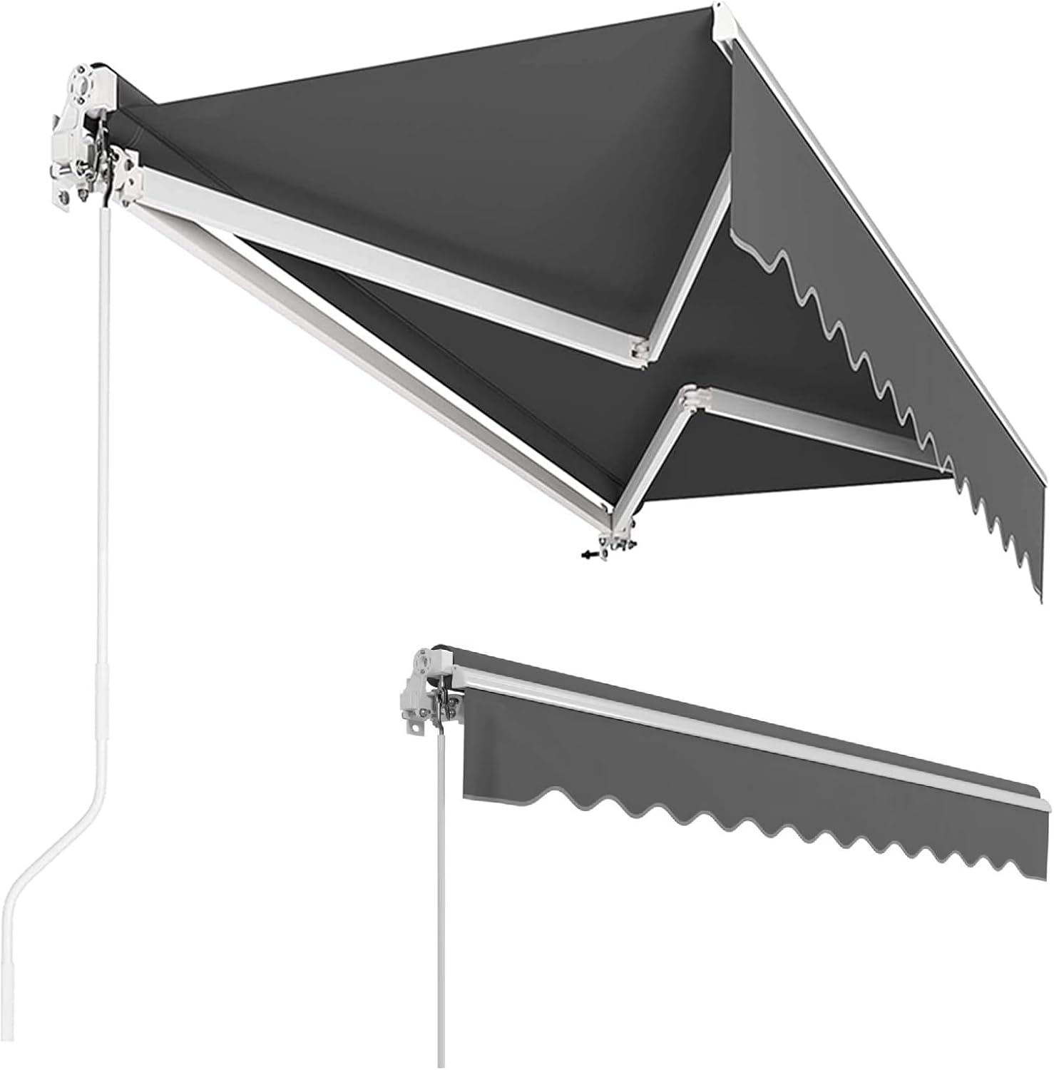 Awning with Manual Articulated Arm 300 x 250 cm, Adjustable, UV Resistant, Rainproof, Outdoor Patio, Balcony, Anthracite