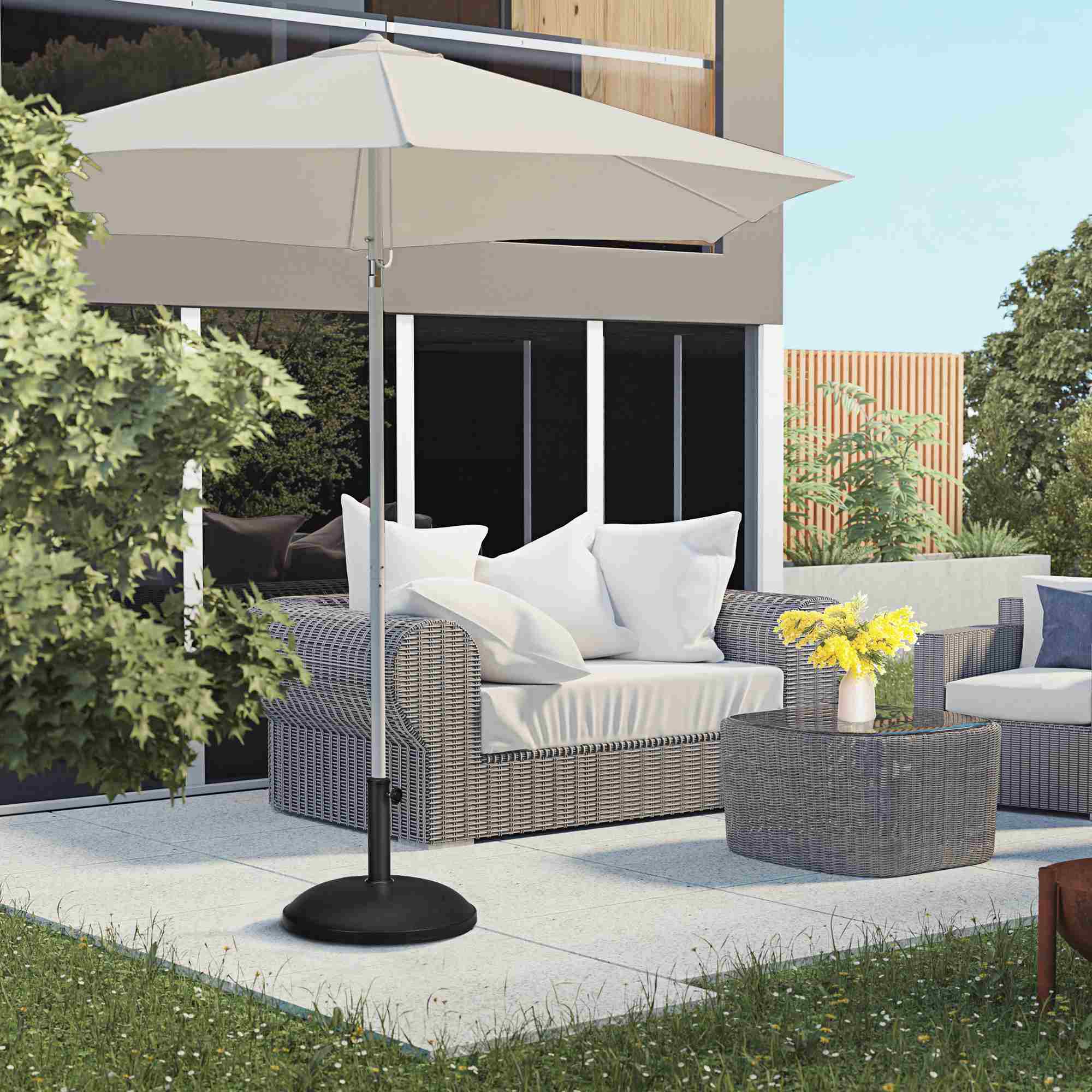 Outsunny Schirmständer, Sonnenschirmständer, 3 Adapter, verstellbar, Zement, 25 kg, Schwarz