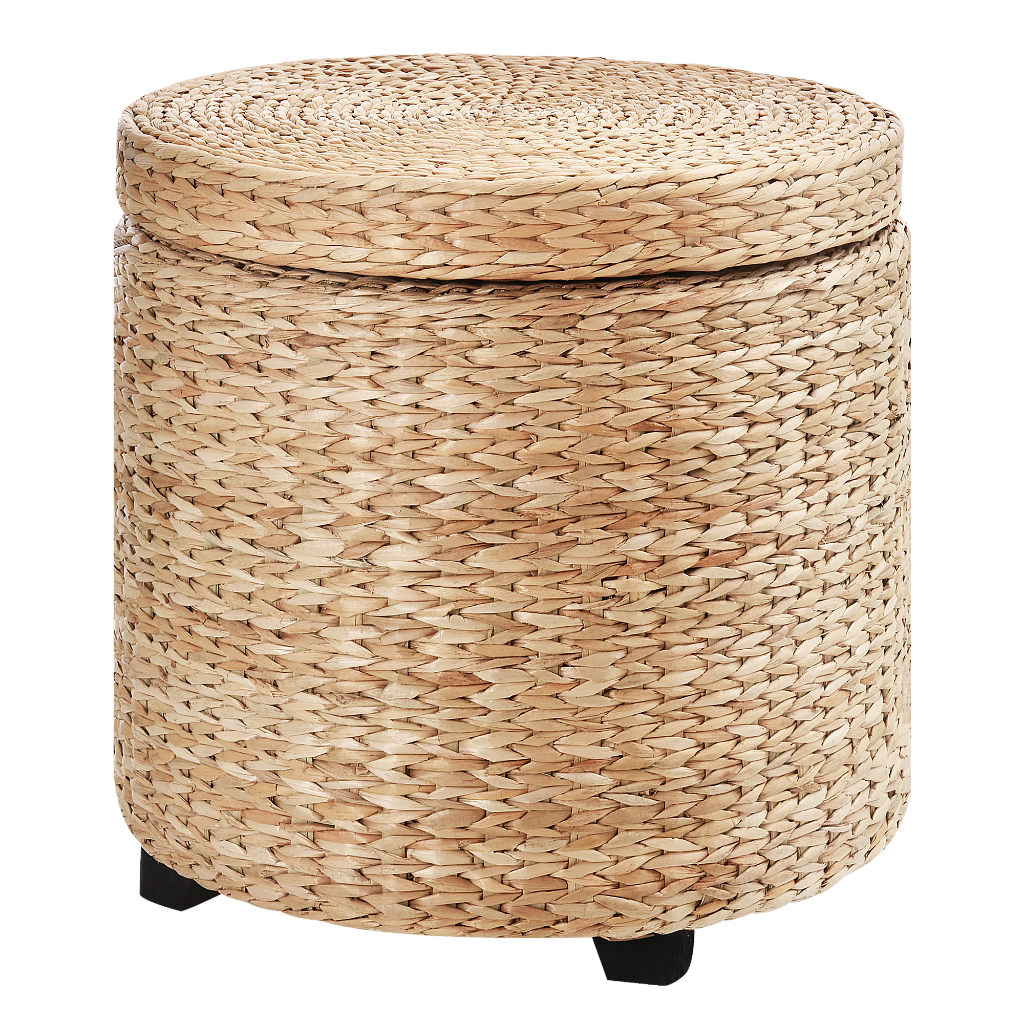 HOMCOM Sitzhocker mit Stauraum Hocker mit Deckel, Runder Fußhocker Sitzwürfel Aufbewahrungsbox Polsterhocker mit Beine, 43 x 43 x 43 cm Khaki