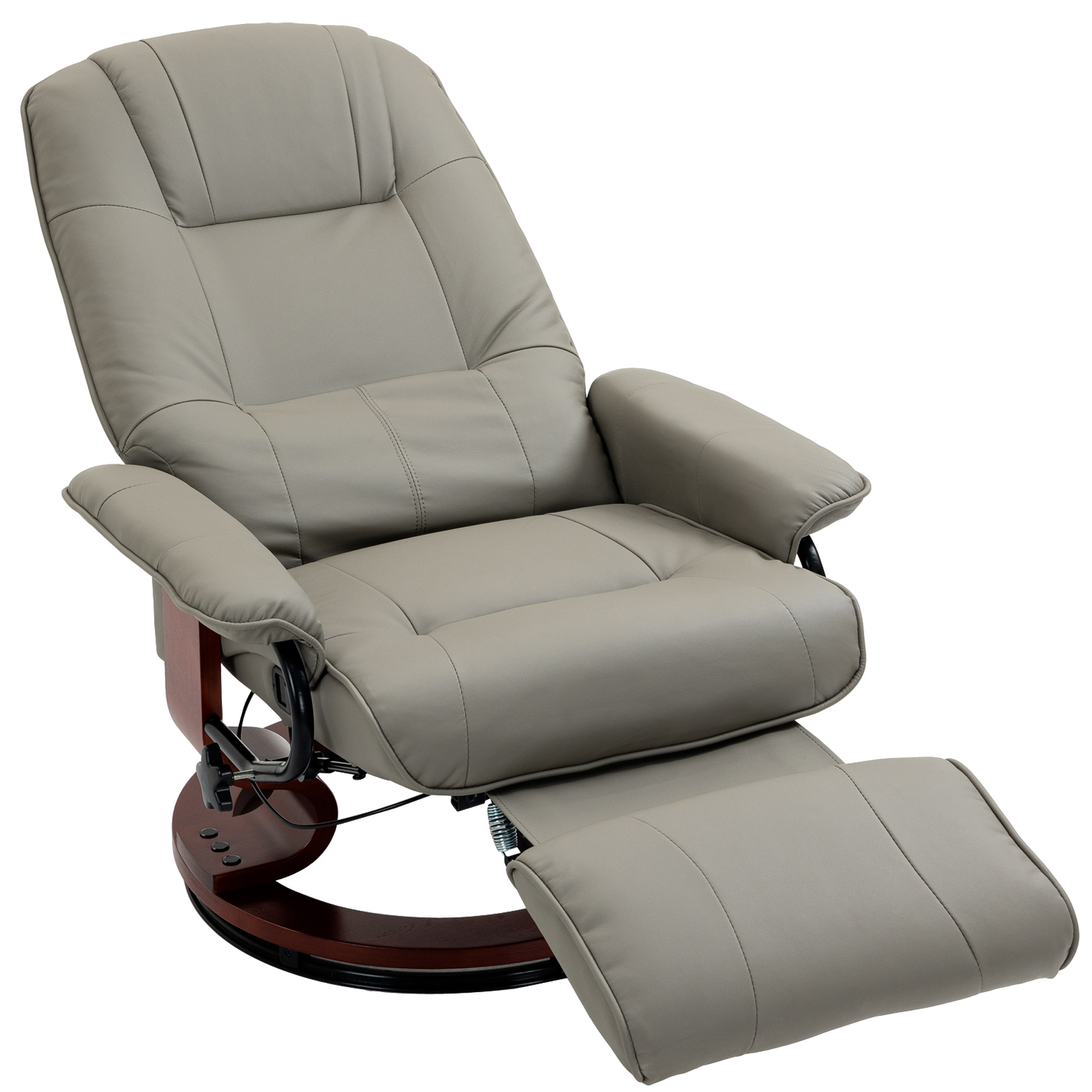 HOMCOM Relaxsessel Fernsehsessel Liegesessel Kunstleder 360° Drehstuhl 145° neigbar Grau 78 x 87 x 100 cm
