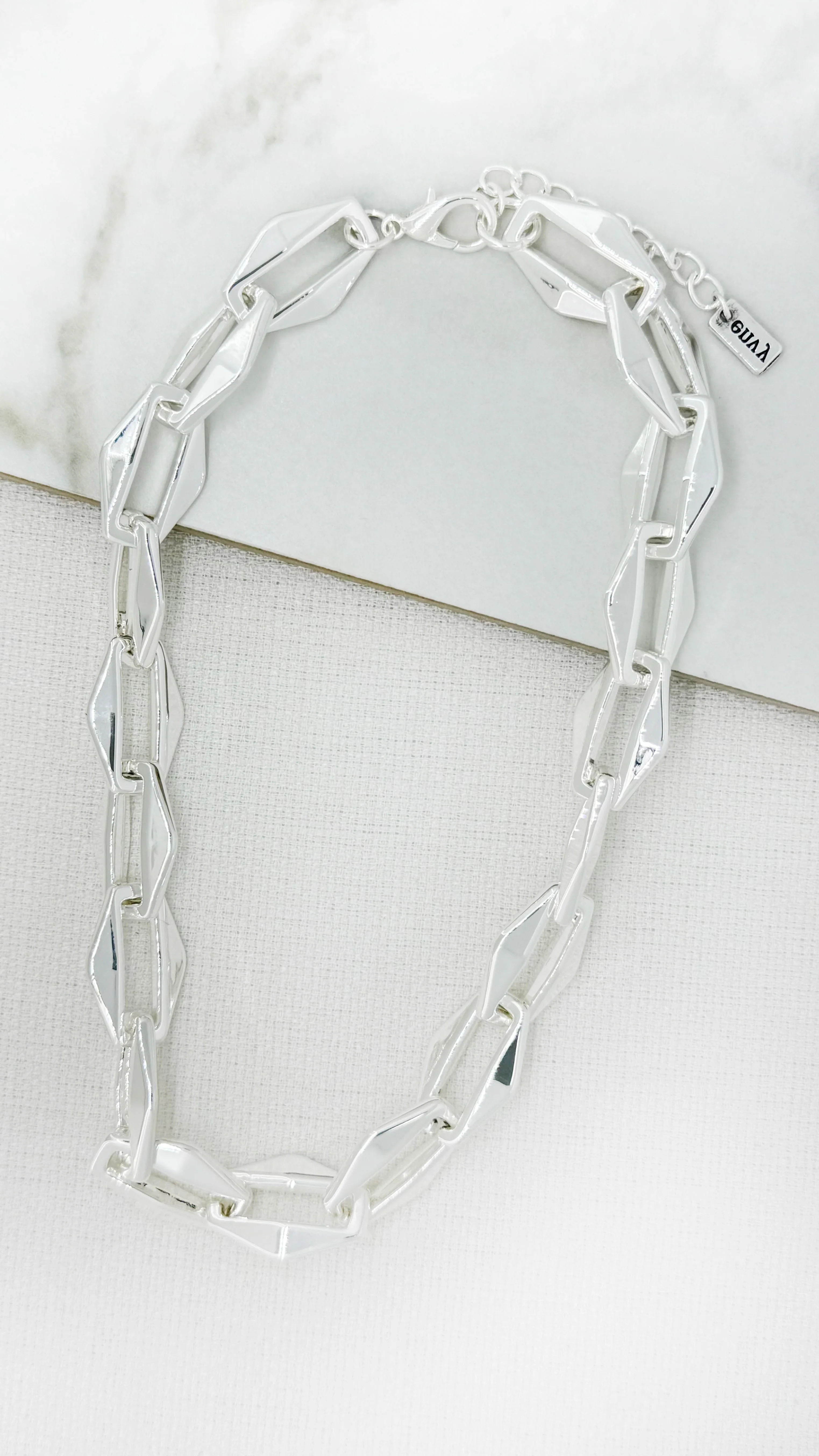 Envy Silver Faceted Link Necklace
