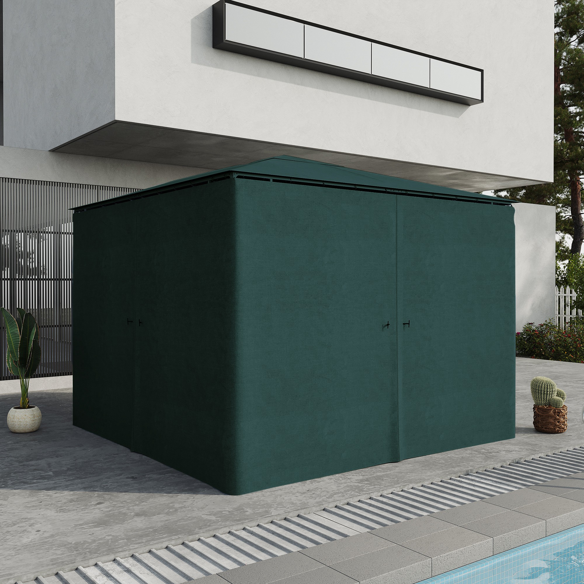 Outsunny 4 Seitenteile für Gartenpavillon, Pavillon Härte 300 x 300 cm, Schutz vor Regen Wind Sonne Grau
