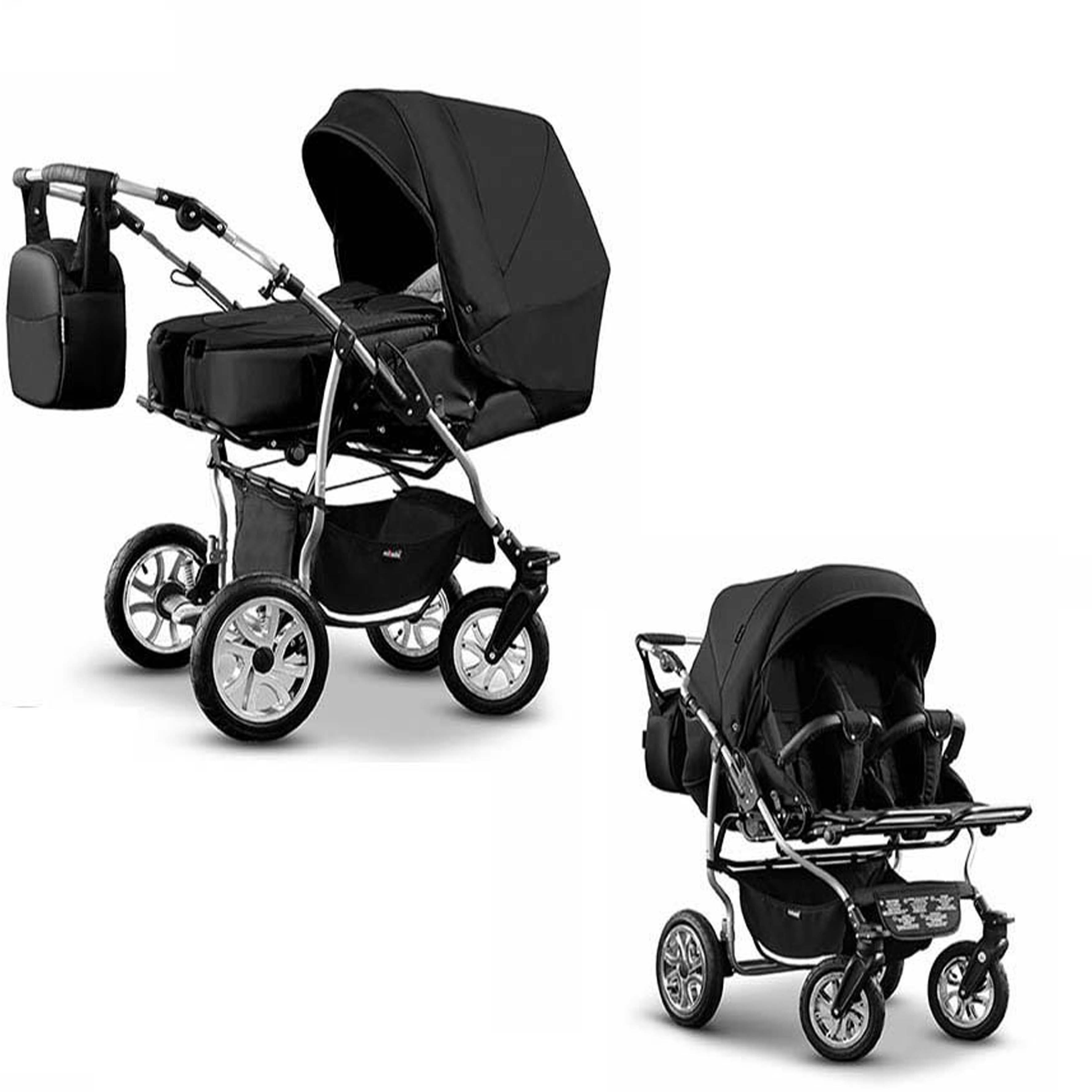 Zwillings-Kombikinderwagen City Twin 2 in 1 inkl. Sportsitze und Zubehör in 2 Farben