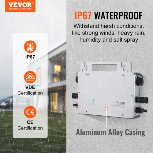 VEVOR Solar Grid Tie Micro Inverter 600W Wasserdicht IP67 Solar Micro Inverter, Fernüberwachung per App und WIFI