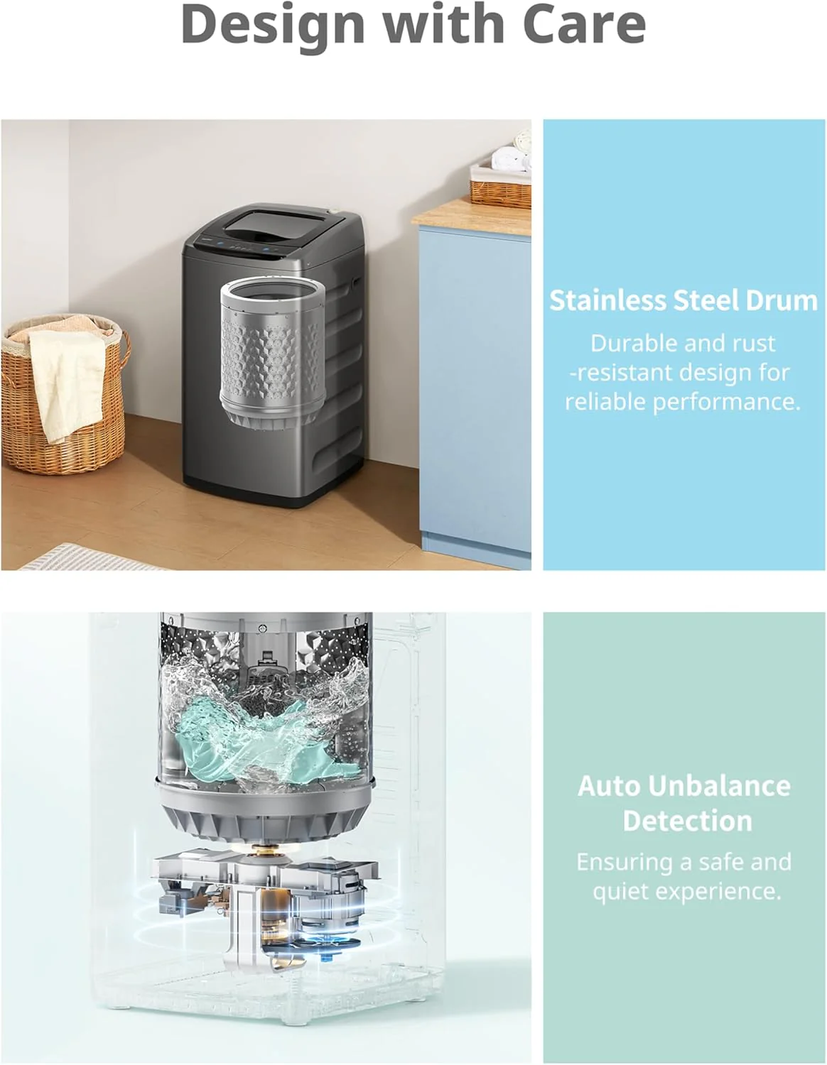 Comfee Portable Washing Machine, 0.9 Cubic Foot, with LED Display and Built-in Drum