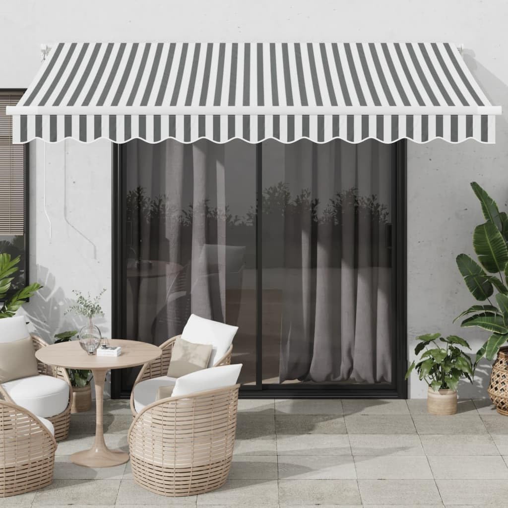 Automatic Retractable Awning Anthracite and White 350 x 250 cm for Patio, Electric Awning with Remote Control for Outdoors, UV Resistant Fabric and Aluminium