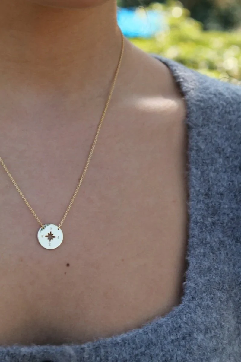 Mary-K Gold Cutout Compass Chain Necklace
