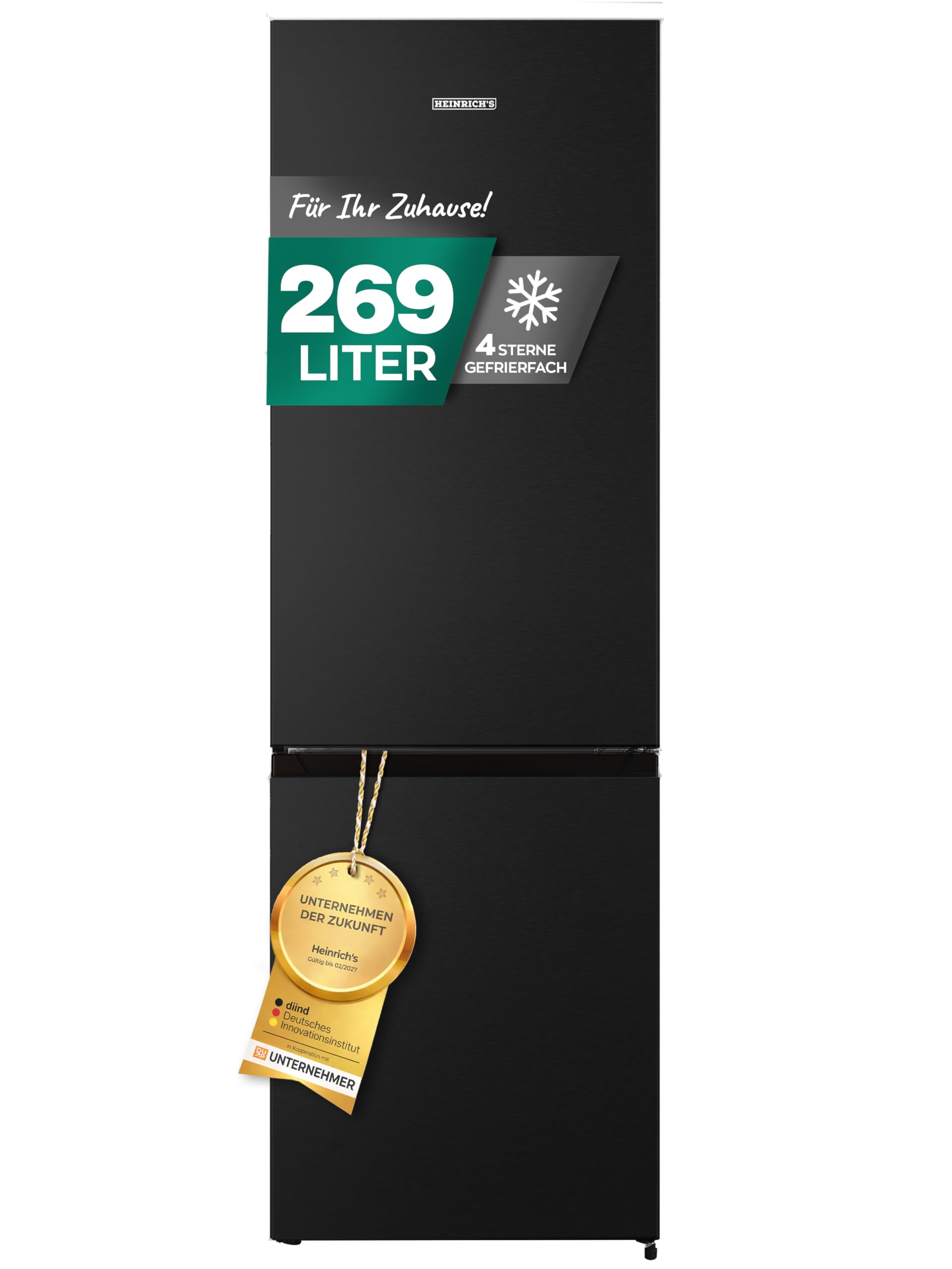 Kühlgefrierkombination 269 Liter 197 Liter Kühlvolumen 71 Liter Gefriervolumen Energieeffizienzklasse E 39 dB LED-Beleuchtung 180 x 55 x 55,8 cm