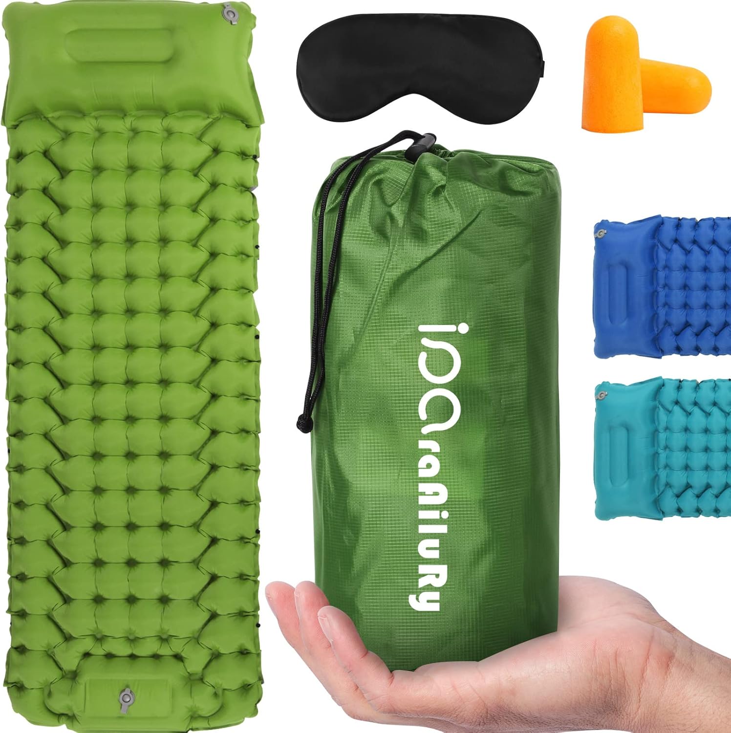 iParaAiluRy Materassino Campeggio Autogonfiante, Ultraleggero Materasso Gonfiabile Singolo con Cuscino per Campeggio, Outdoor, Spiaggia, Escursionismo, Portatile Materassino Autogonfiante