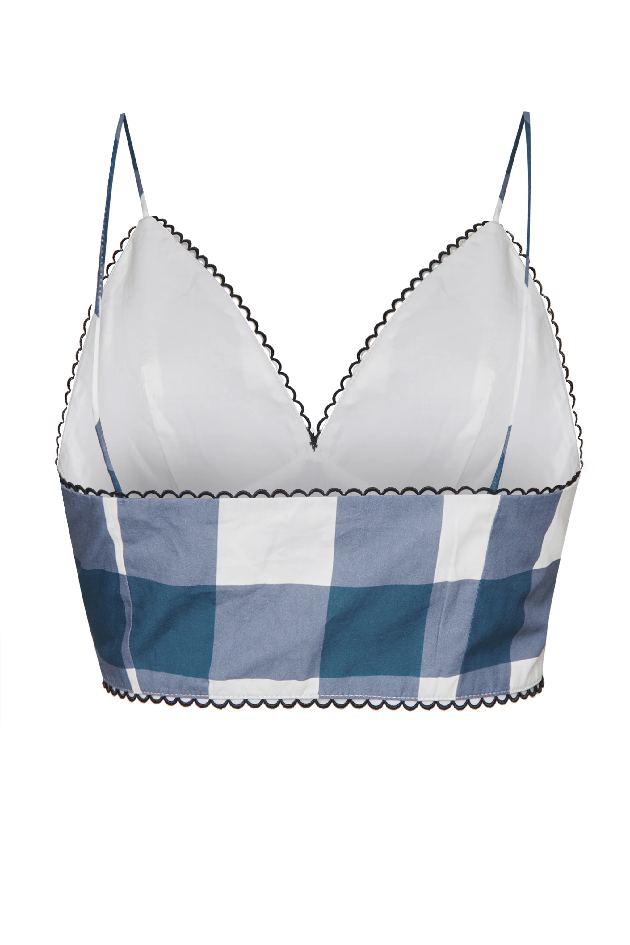 Petrol Blue Check Cropped Top