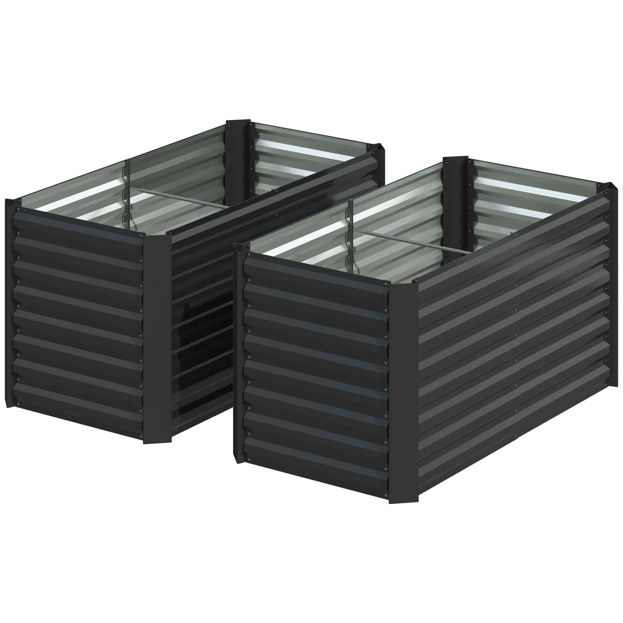 Outsunny Hochbeet 2er-Set, Pflanzkasten, extra tief, Metall, 120 x 60 x 60 cm Dunkelgrau