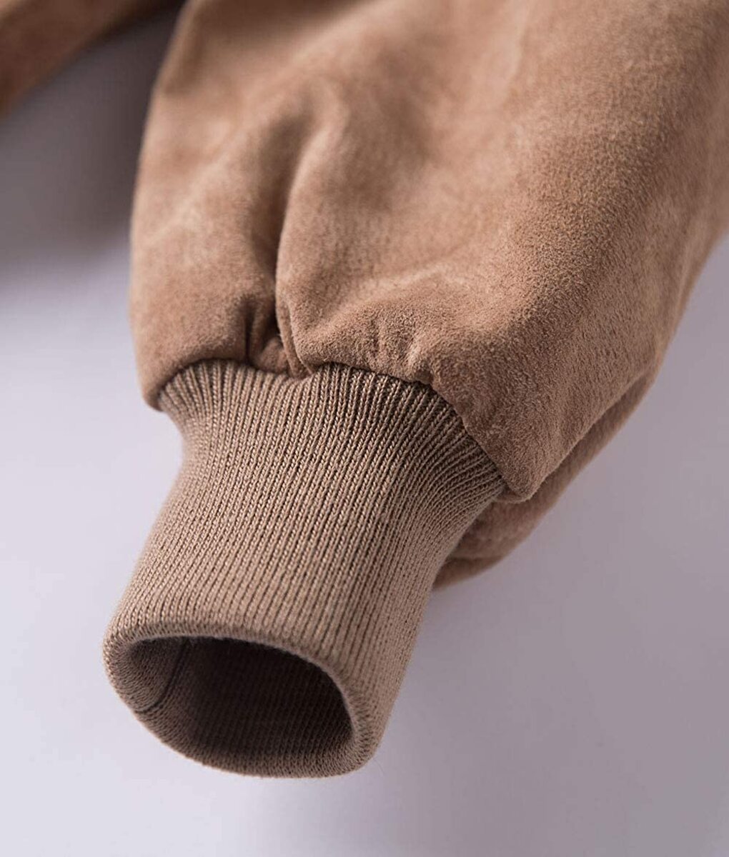 Men Suede Leather Bomber Jacket